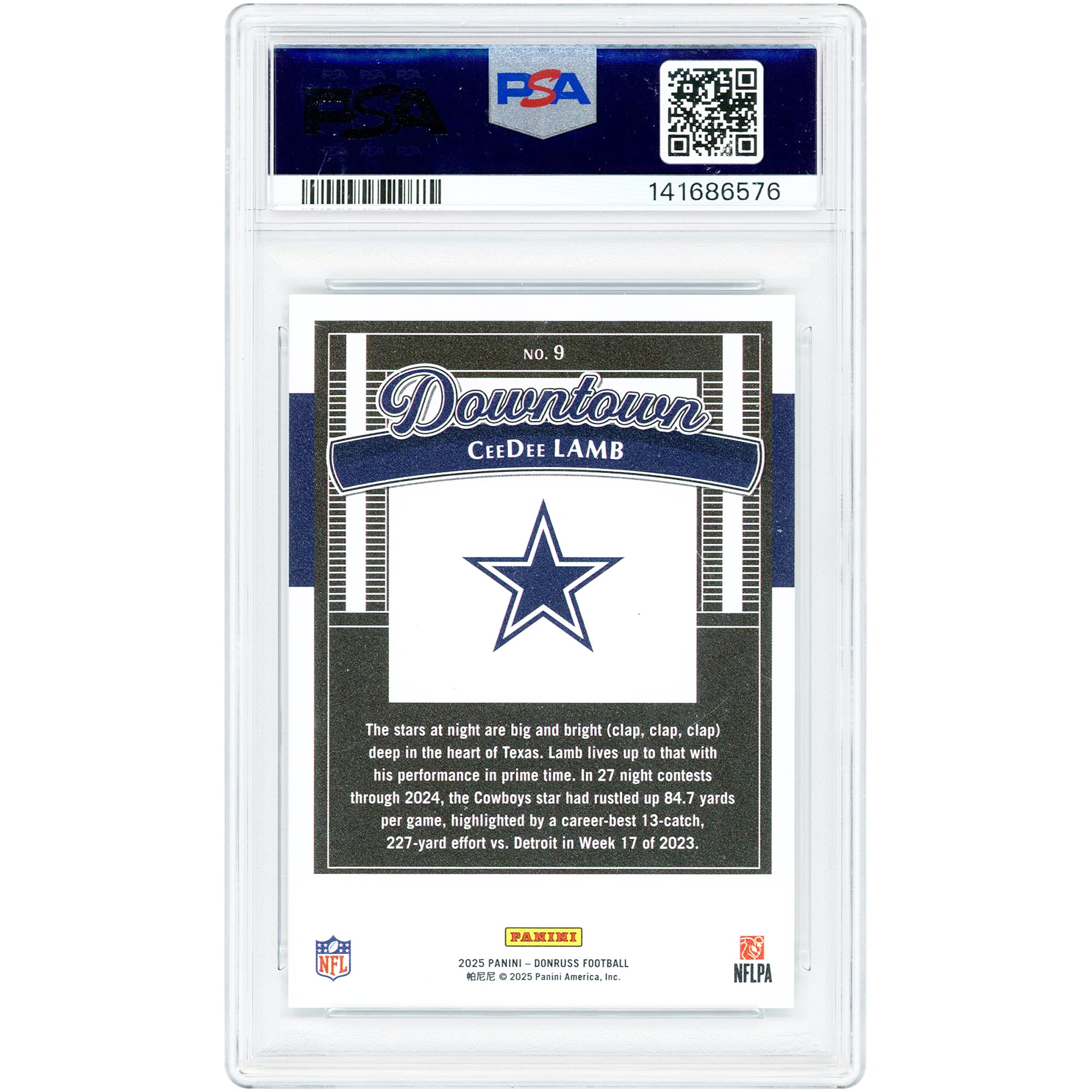 V106832 COW CeeDee Lamb Dallas Cowboys 2025 Panini Donruss Downtown! #9 Authentifiée PSA 10 cartes 88 CeeDee Lamb UNS PAA TRADING CARDS 46209 COLTRC CC01FB1548 #7