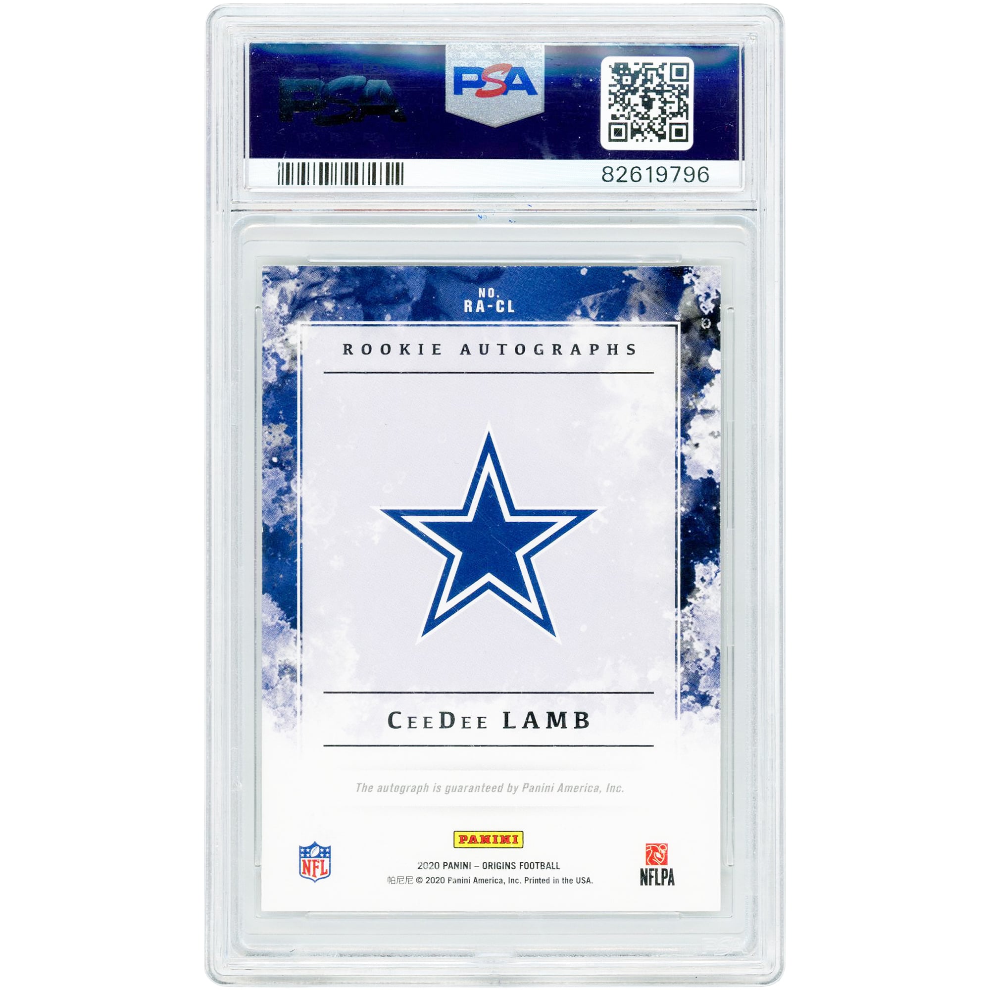 CeeDee Lamb Dallas Cowboys Autographed 2020 Panini Origins Rookie Autograph Pink Ink #RA-CL #6/8 PSA Authenticated 10 Rookie Card