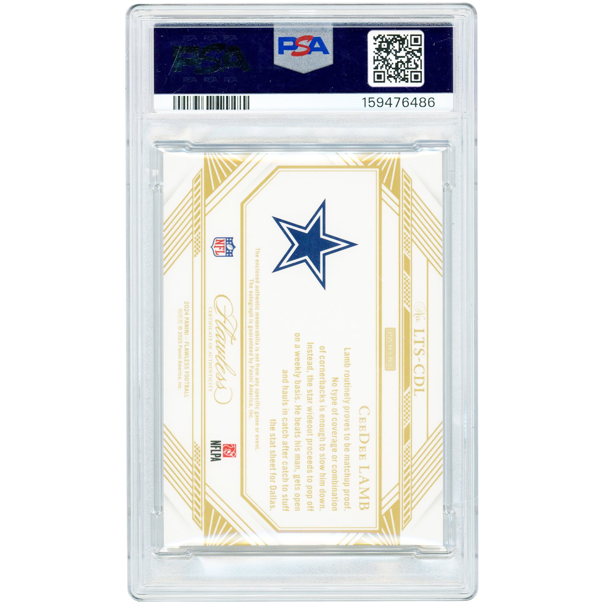 CeeDee Lamb Dallas Cowboys Autographed 2024 Panini Flawless Nike Swoosh Relic Emerald #LTS-CDL #1/2 PSA Authenticated 9 Card