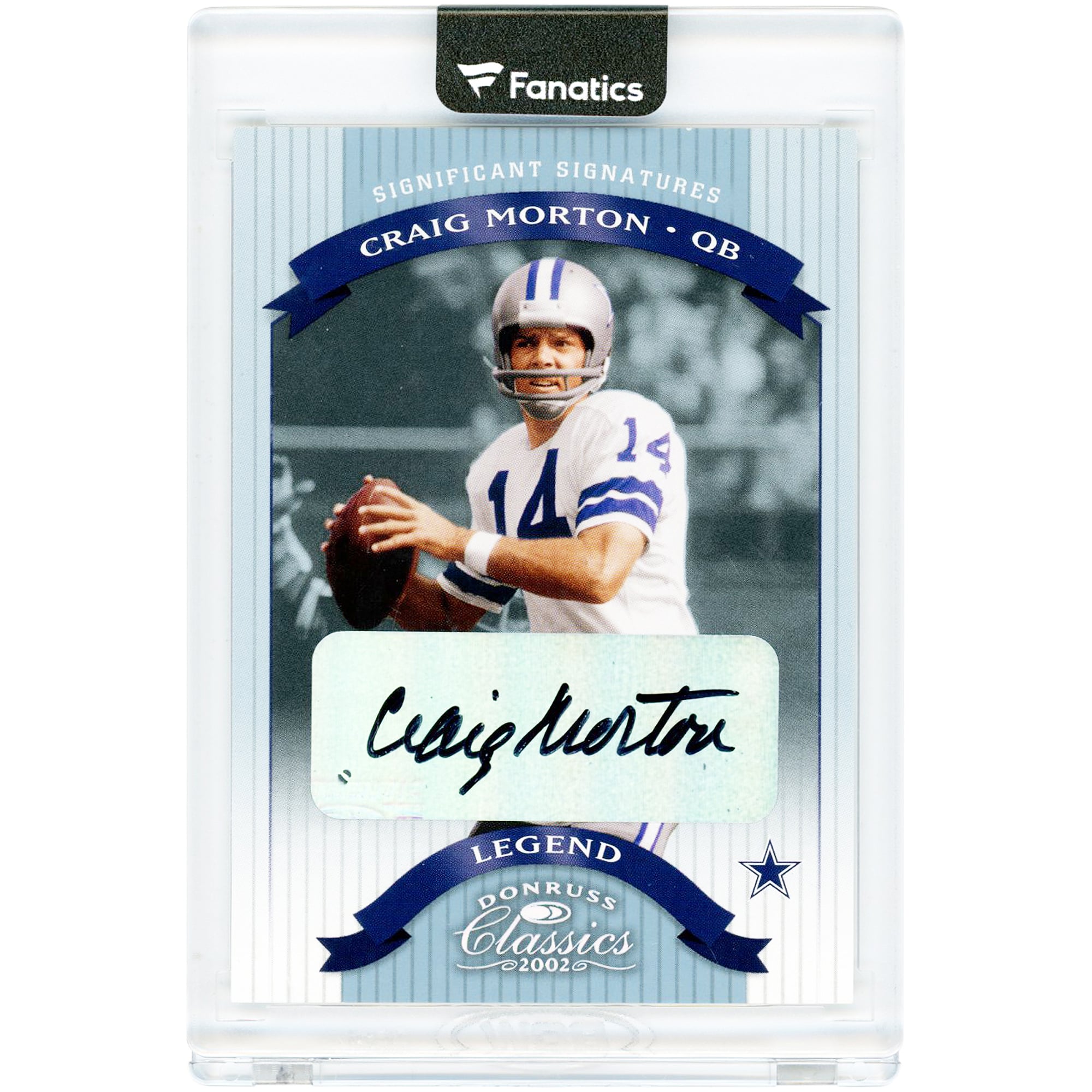 Carte autographiée par Craig Morton (Dallas Cowboys) de la collection Donruss Classics Significant Signatures 2002, n° 112, n° 38/250