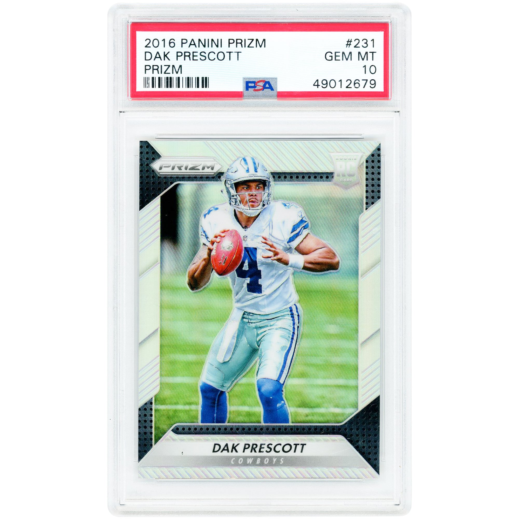 Dak Prescott Dallas Cowboys 2016 Panini Prizm Silver Prizm #231 PSA Authenticated 10 Rookie Card