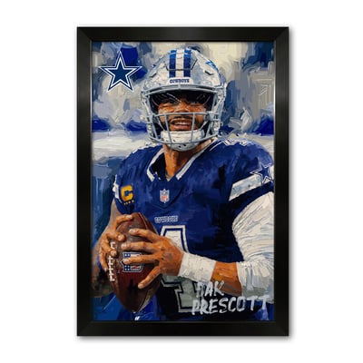 Dak Prescott Dallas Cowboys 27" x 39" Framed Football Player Action Portrait – Artist Series Print