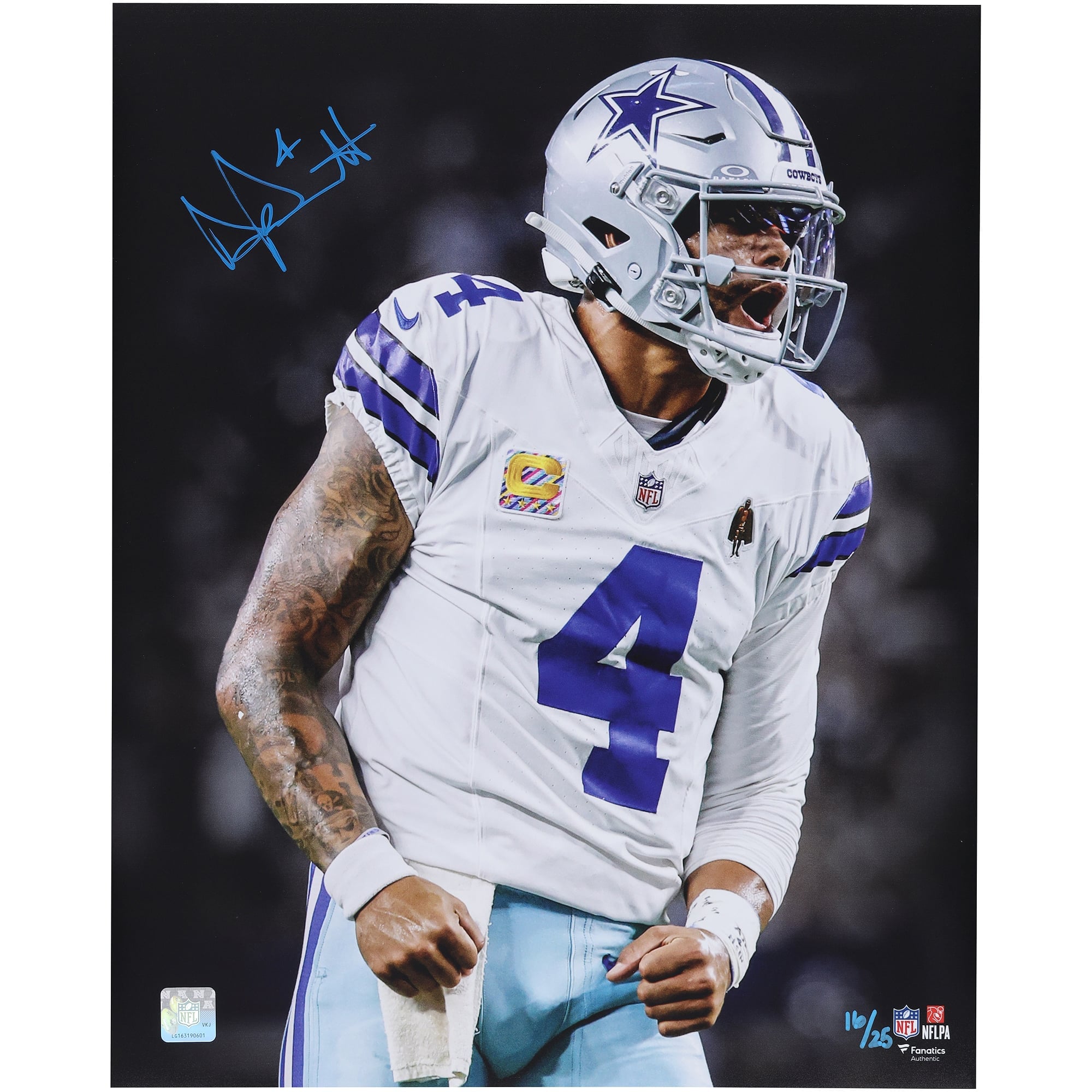 Dak Prescott Dallas Cowboys Autographed 16" x 20" Unleashed Spotlight Photograph - Limited Edition of 25