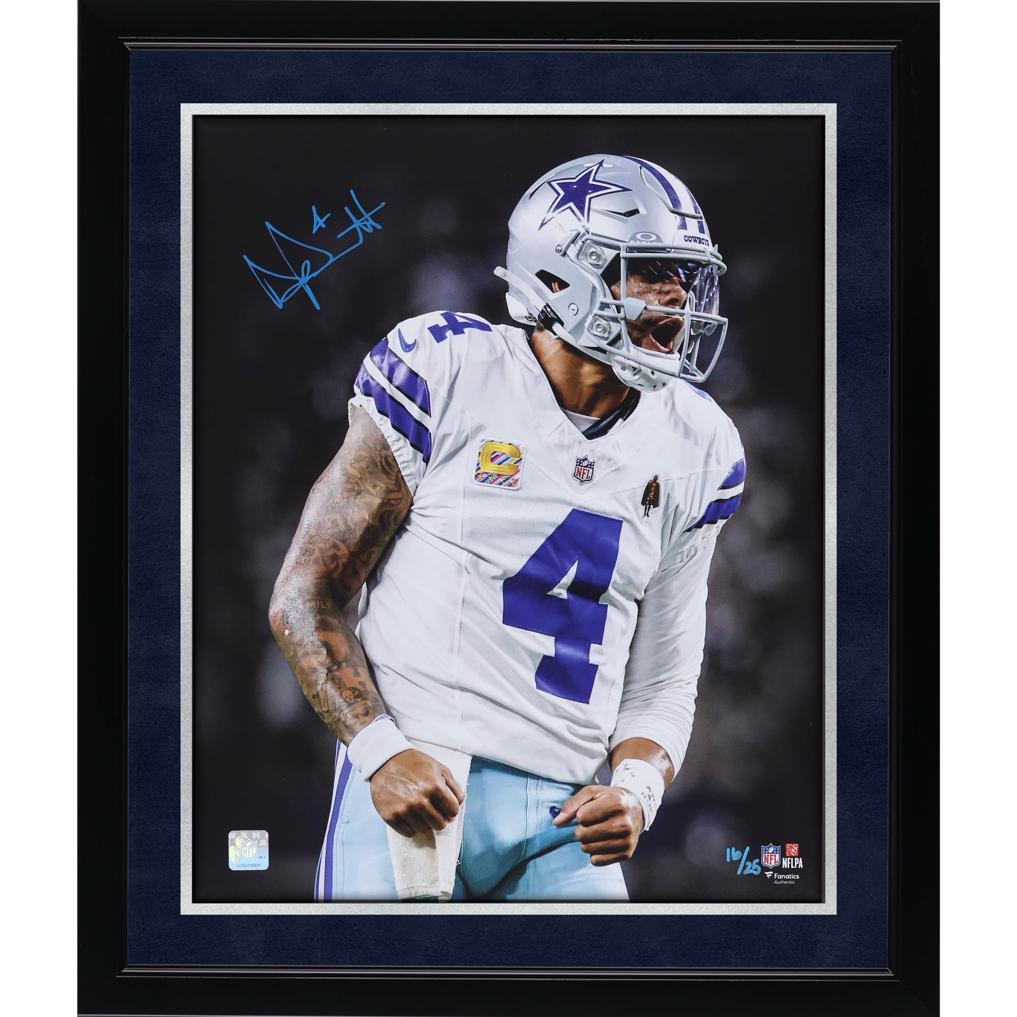 Dak Prescott Dallas Cowboys Autographed 16" x 20" Unleashed Spotlight Photograph - Limited Edition of 25