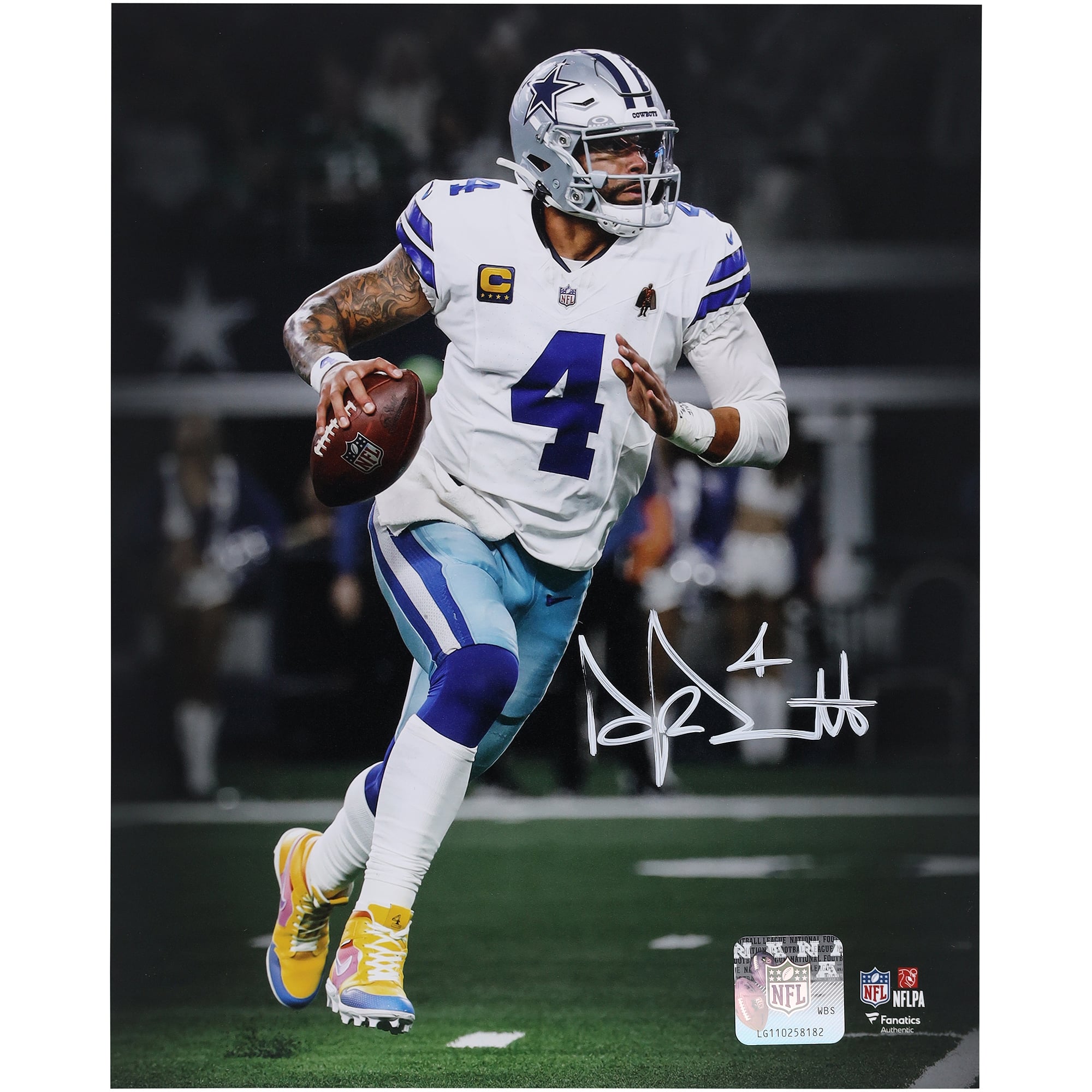Photo dédicacée de Dak Prescott (Dallas Cowboys) - Format 8" x 10" (20 x 25 cm) - Sortie en force