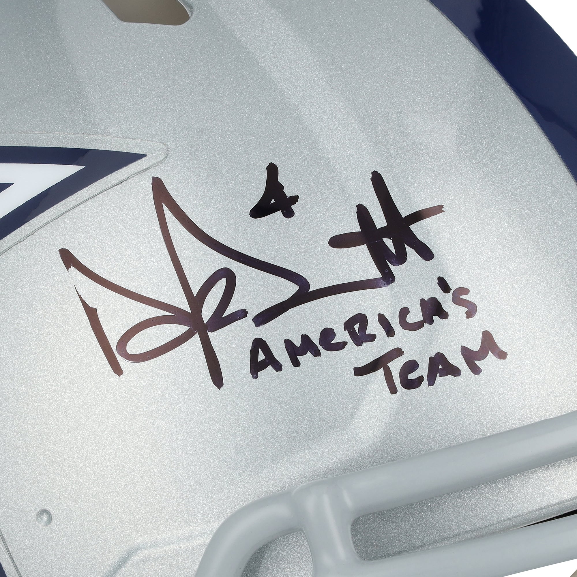 Casque Riddell Speed ​​Authentic autographié par Dak Prescott des Dallas Cowboys avec inscription « America's Team »