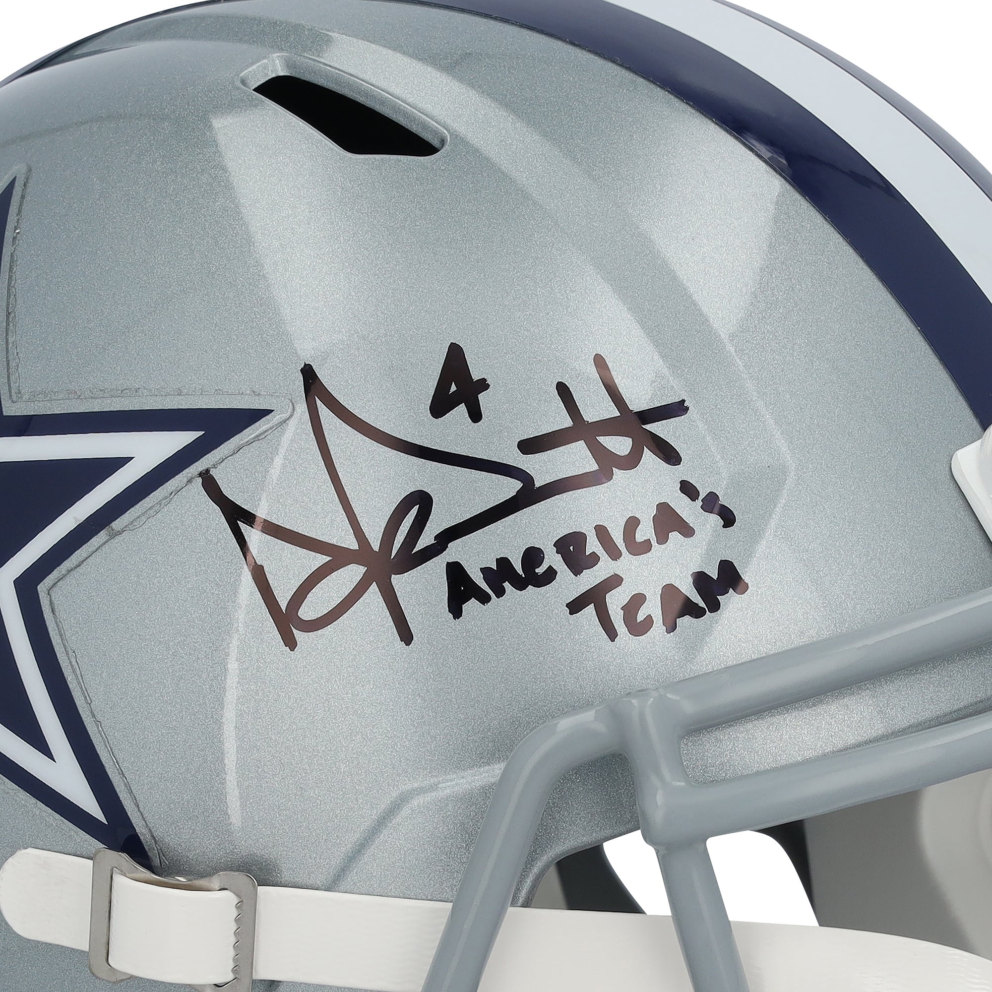 Casque réplique Riddell Speed ​​autographié par Dak Prescott des Dallas Cowboys avec inscription « America's Team »