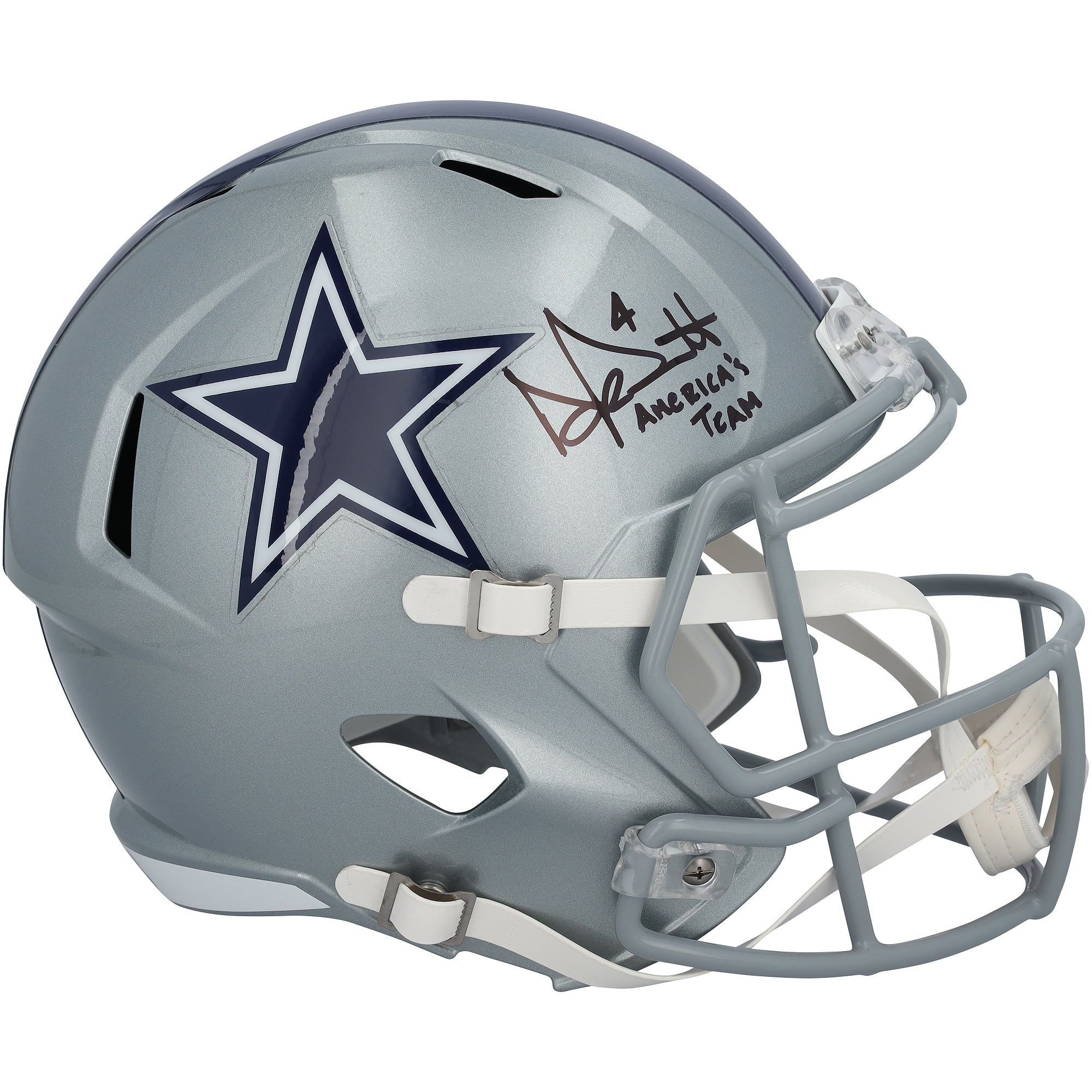 Casque réplique Riddell Speed ​​autographié par Dak Prescott des Dallas Cowboys avec inscription « America's Team »