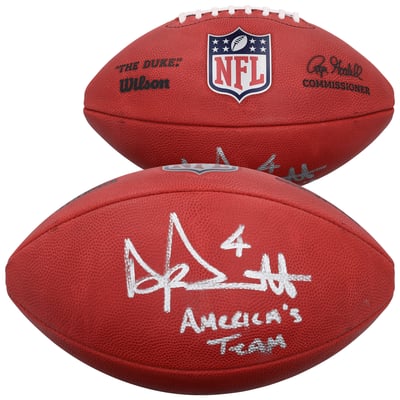 Dak Prescott Dallas Cowboys Autographed Fanatics Authentic Wilson Duke Full Color Football with "America's Team" Inscription 