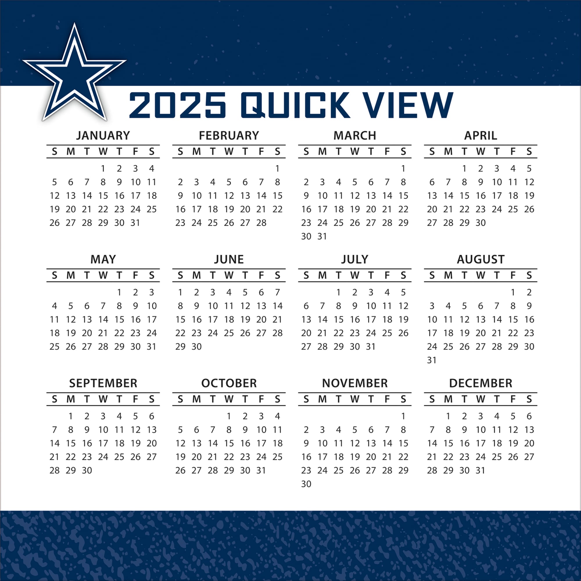 Dallas Cowboys 2025 Boxed Desk Calendar