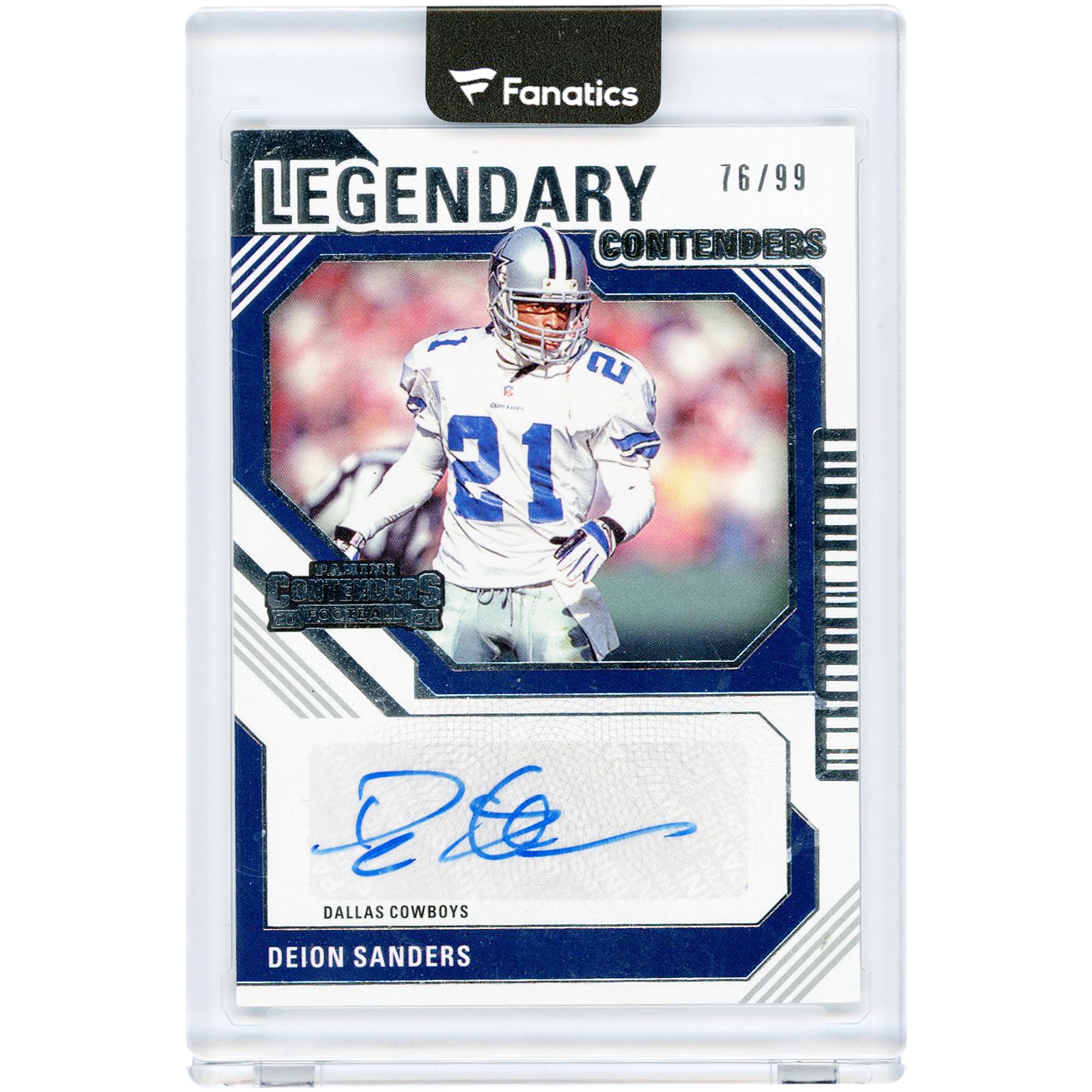 Carte autographiée de Deion Sanders (Dallas Cowboys) - Collection Panini Contenders Legendary Contenders 2024 #LC-DSS #76/99