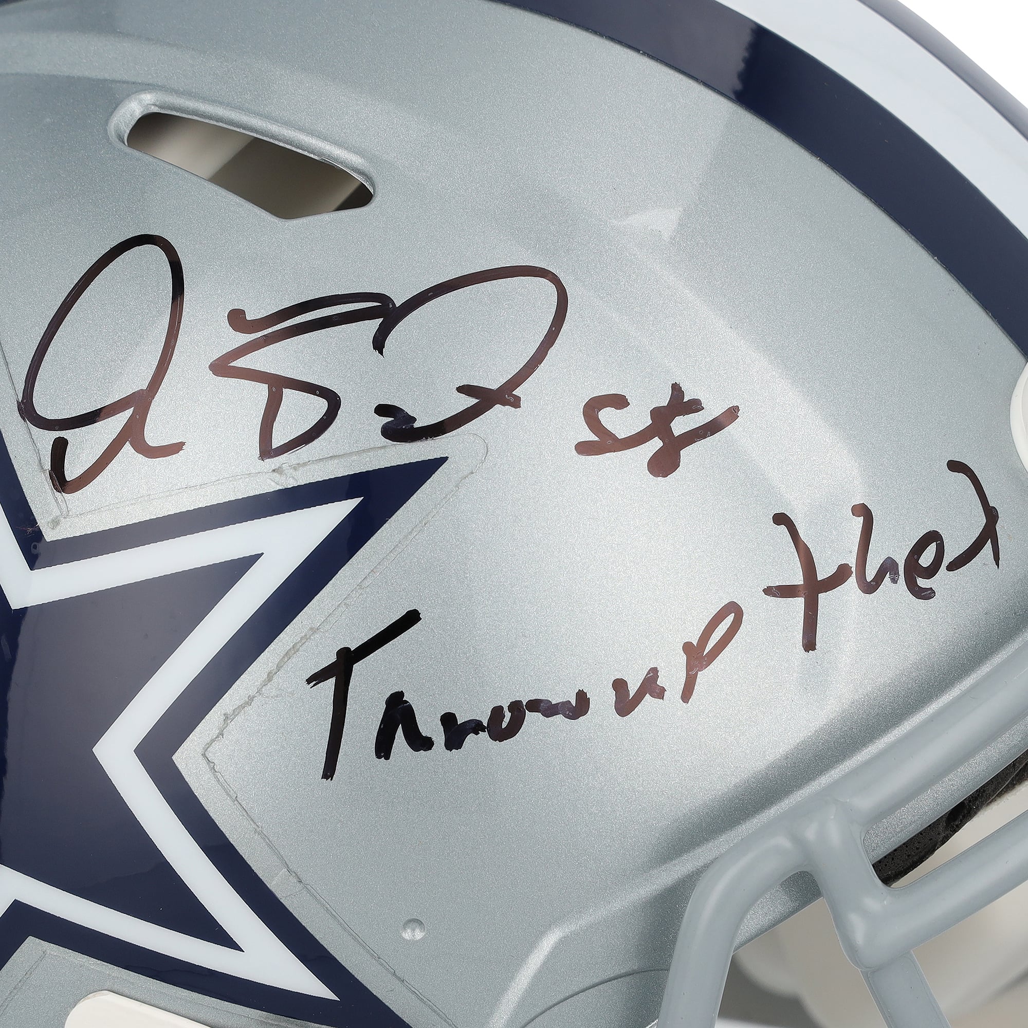 Casque Riddell Speed ​​Authentic autographié par Dez Bryant (Dallas Cowboys) avec inscription « Throw Up the X » - Édition limitée à 5 exemplaires