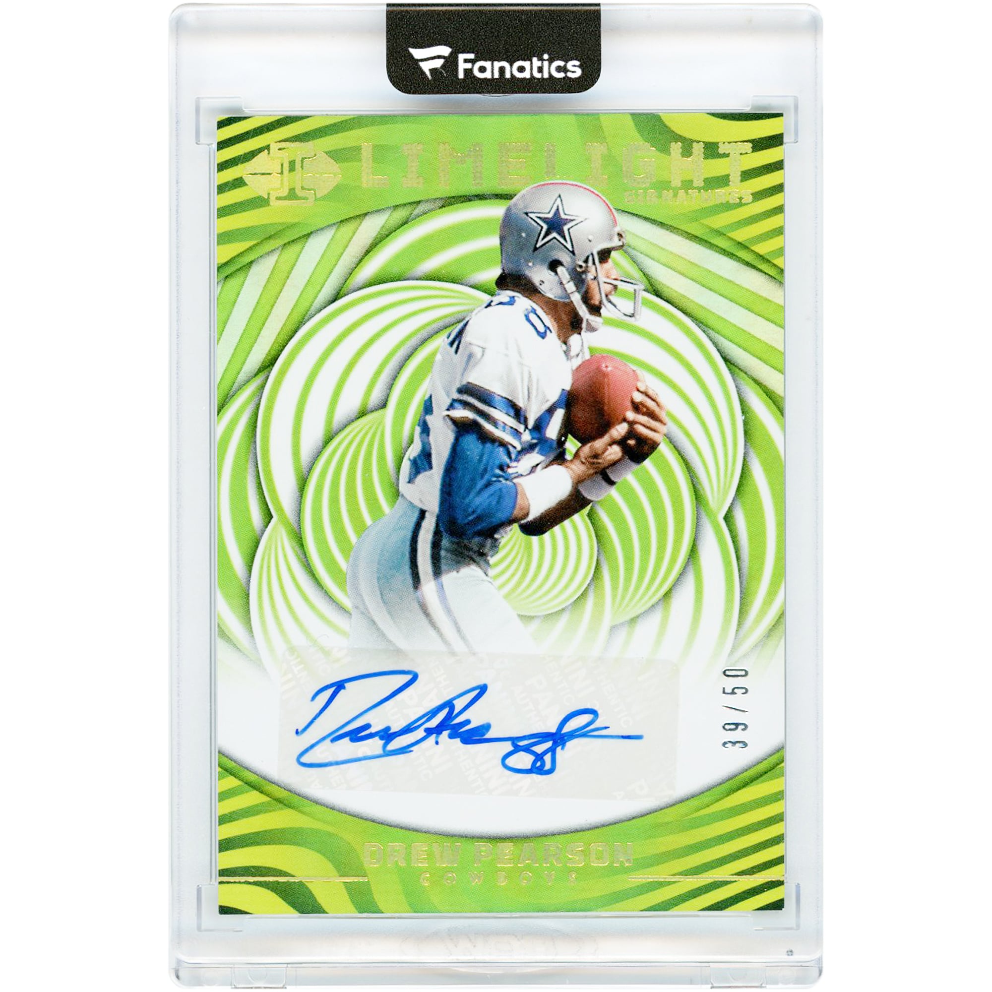 Carte autographiée Drew Pearson (Dallas Cowboys) 2023 Panini Illusions Limelight Signatures #LS-DP #39/50