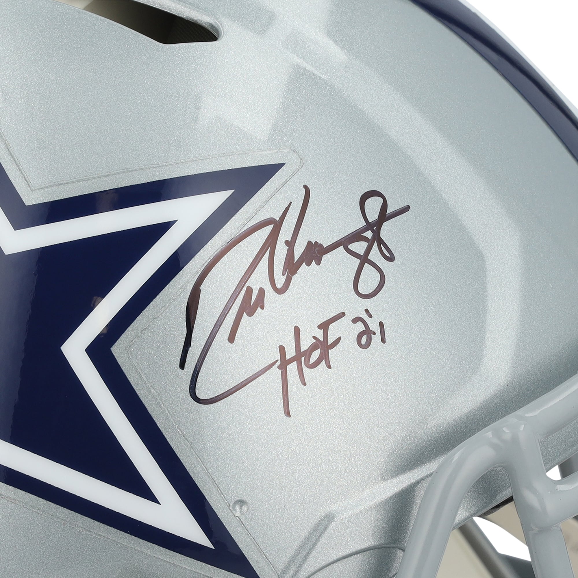Casque Riddell Speed ​​Authentic autographié par Drew Pearson des Dallas Cowboys avec inscription « HOF 21 »
