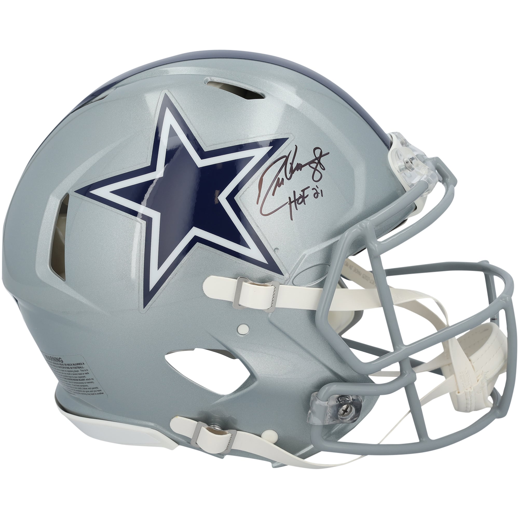 Casque Riddell Speed ​​Authentic autographié par Drew Pearson des Dallas Cowboys avec inscription « HOF 21 »