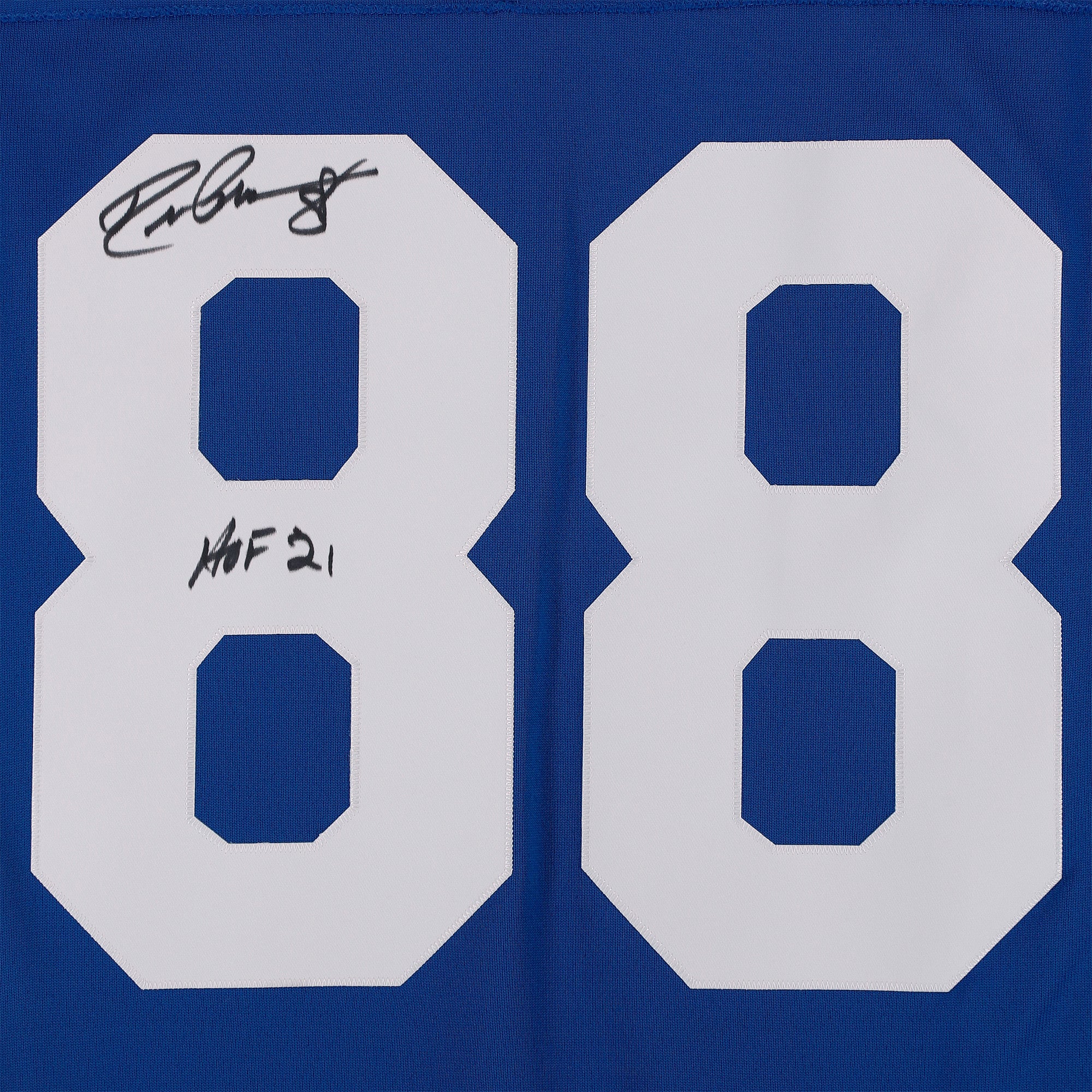 Maillot authentique Royal Mitchell & Ness 1977 autographié par Drew Pearson des Dallas Cowboys, avec inscription « HOF 21 ».