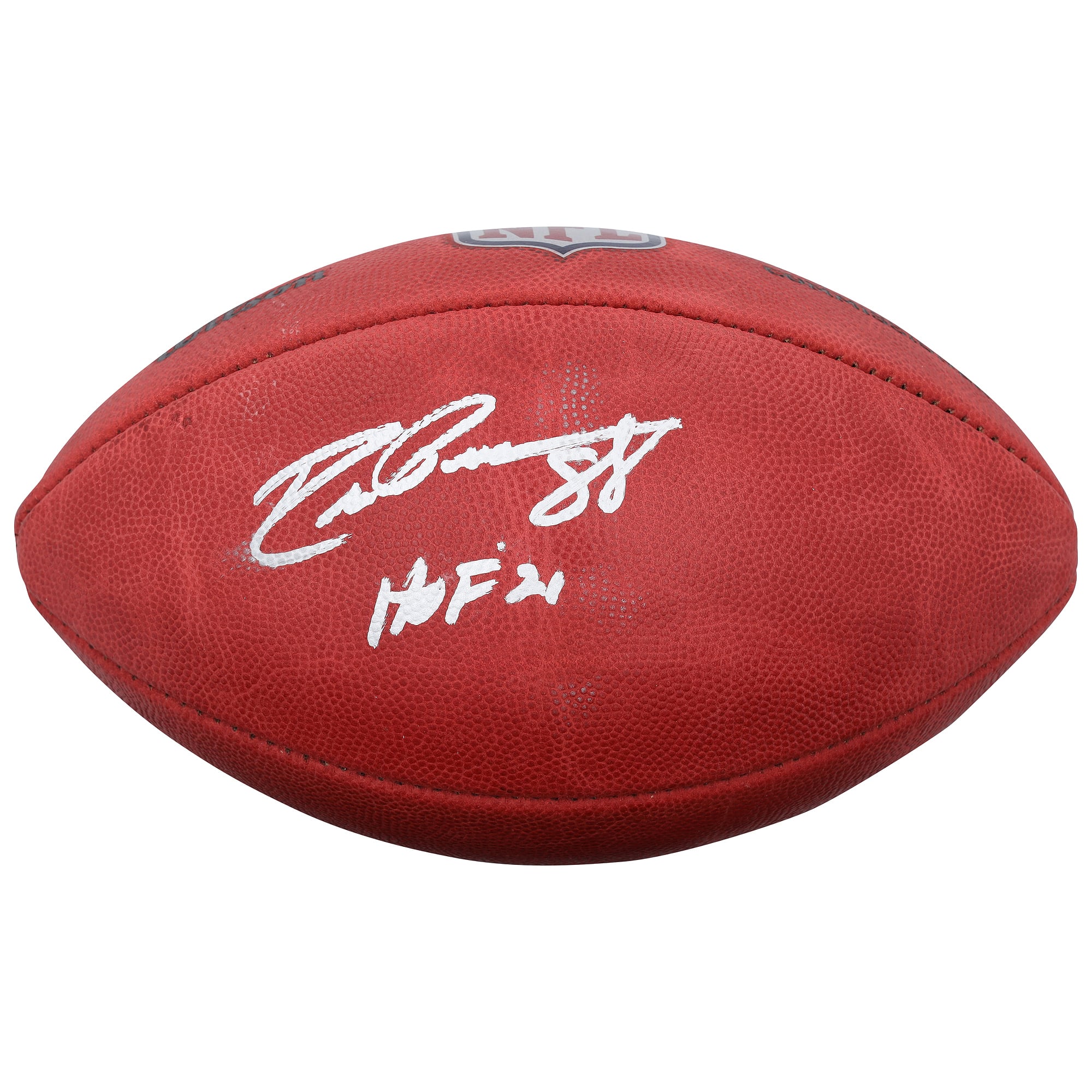 Ballon de football Wilson Duke en couleur, autographié par Drew Pearson des Dallas Cowboys, avec inscription « HOF 21 ».