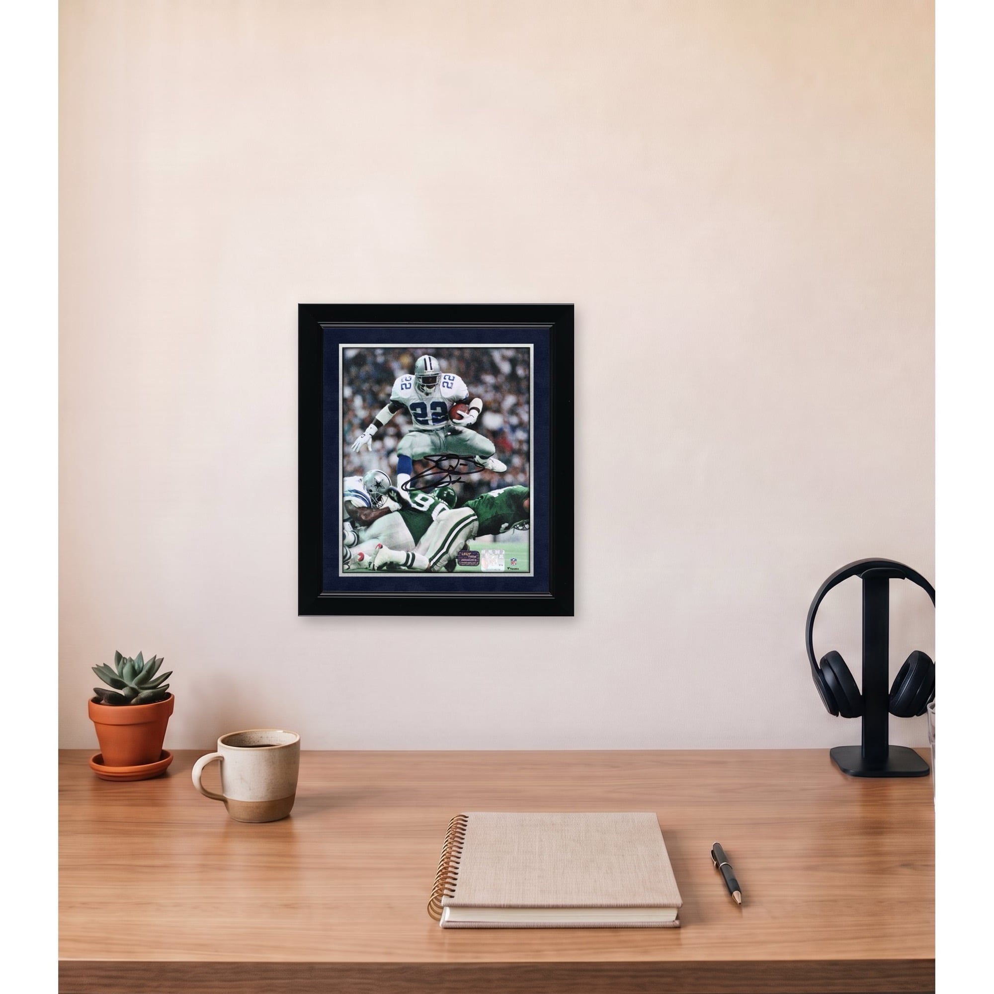 Emmitt Smith Dallas Cowboys Autographed 8" x 10" Hurdle vs. Philadelphia Eagles Photograph