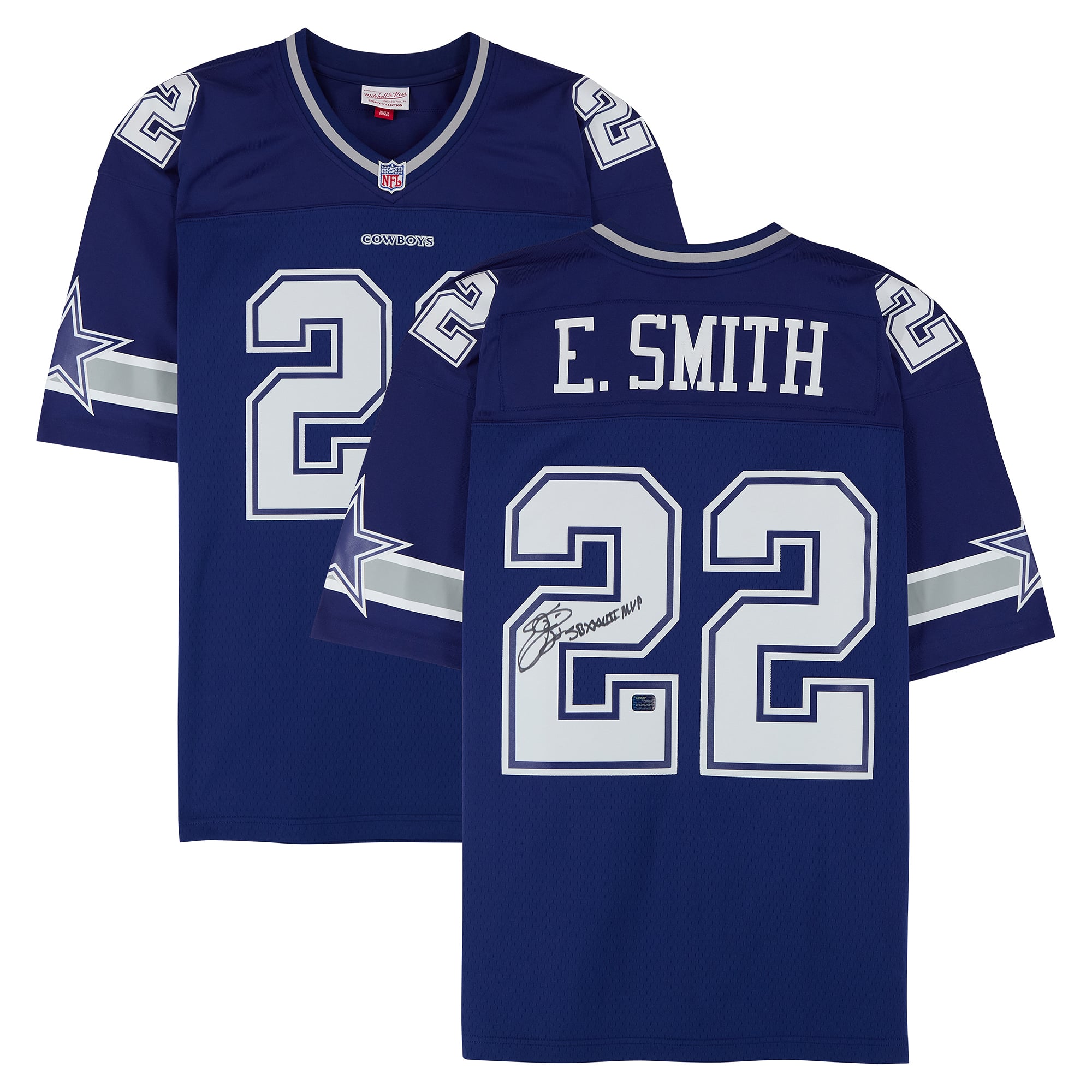 Emmitt Smith Dallas Cowboys Autographed Navy Mitchell & Ness 1996 Replica Jersey with "SB XXVIII MVP" Inscription