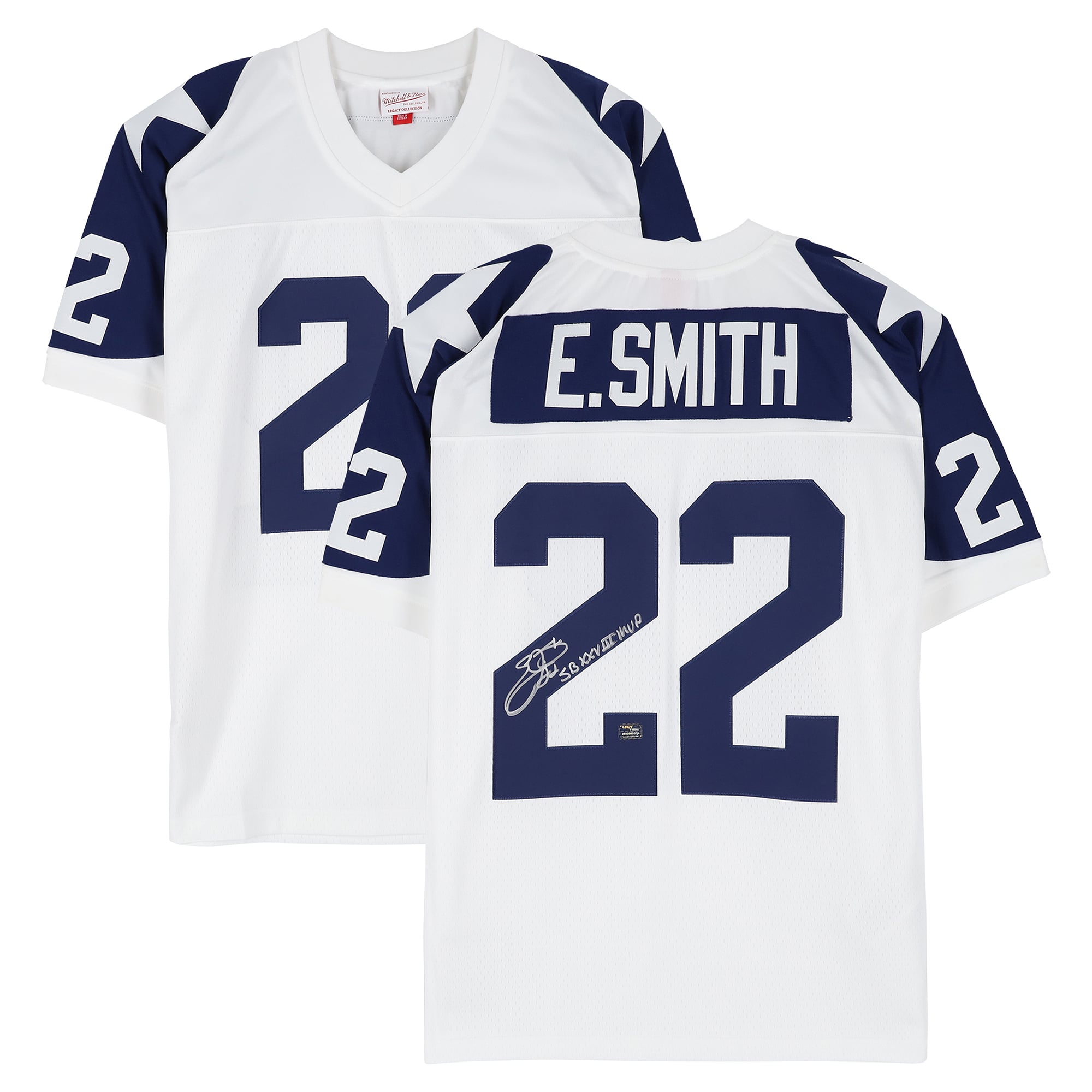 Emmitt Smith Dallas Cowboys Autographed White Mitchell & Ness 1994 Replica Jersey with "SB XXVIII MVP" Inscription