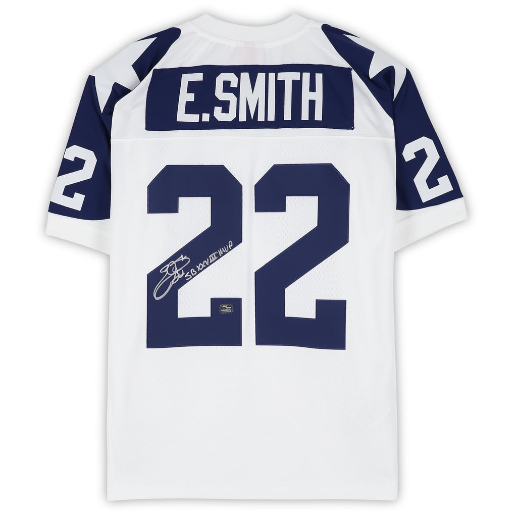 Emmitt Smith Dallas Cowboys Autographed White Mitchell & Ness 1994 ...