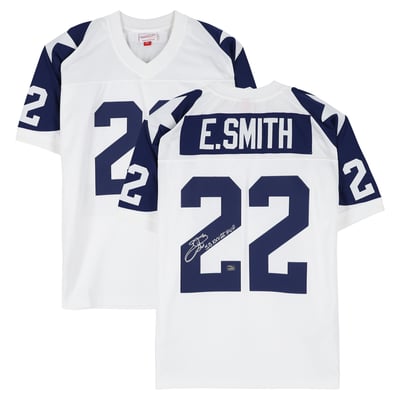Emmitt Smith Dallas Cowboys Autographed Fanatics Authentic White Mitchell & Ness 1994 Replica Jersey with "SB XXVIII MVP" Inscription