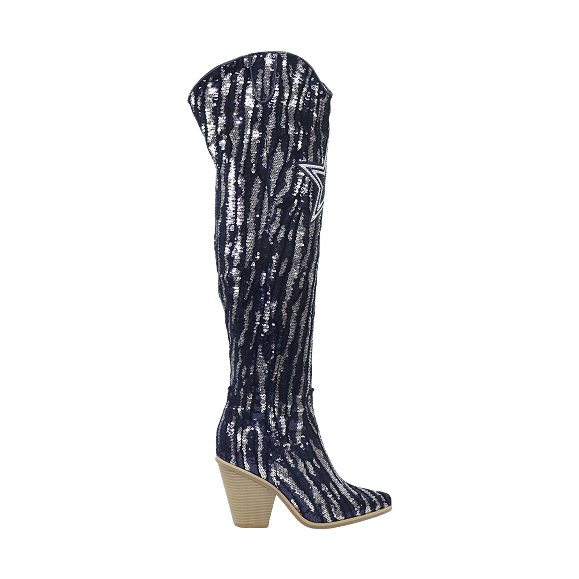 FABGATING by Cuce  Dallas Cowboys Over-the-Knee Two-Tone Sequin Boots
