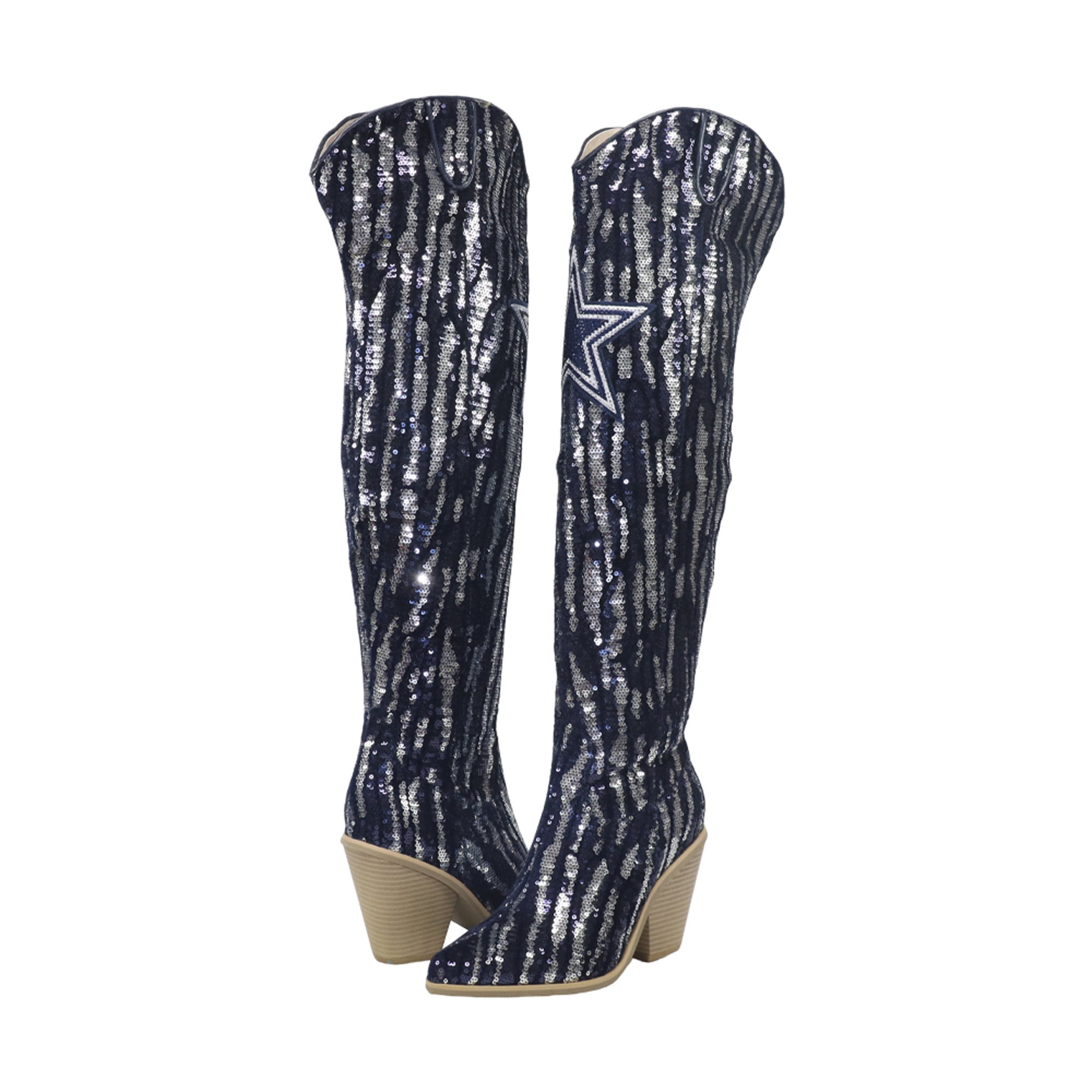 FABGATING by Cuce  Dallas Cowboys Over-the-Knee Two-Tone Sequin Boots