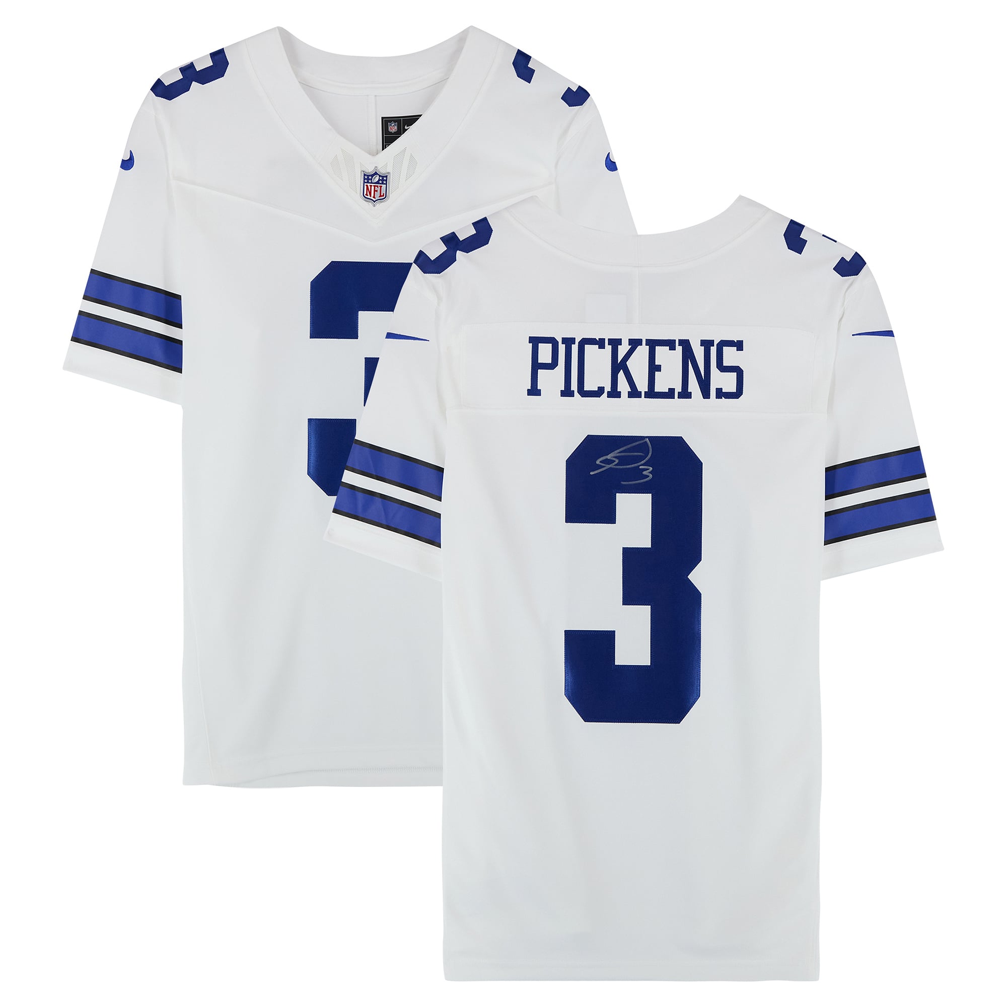 Maillot Nike Vapor Fuse blanc en édition limitée, autographié par George Pickens des Dallas Cowboys