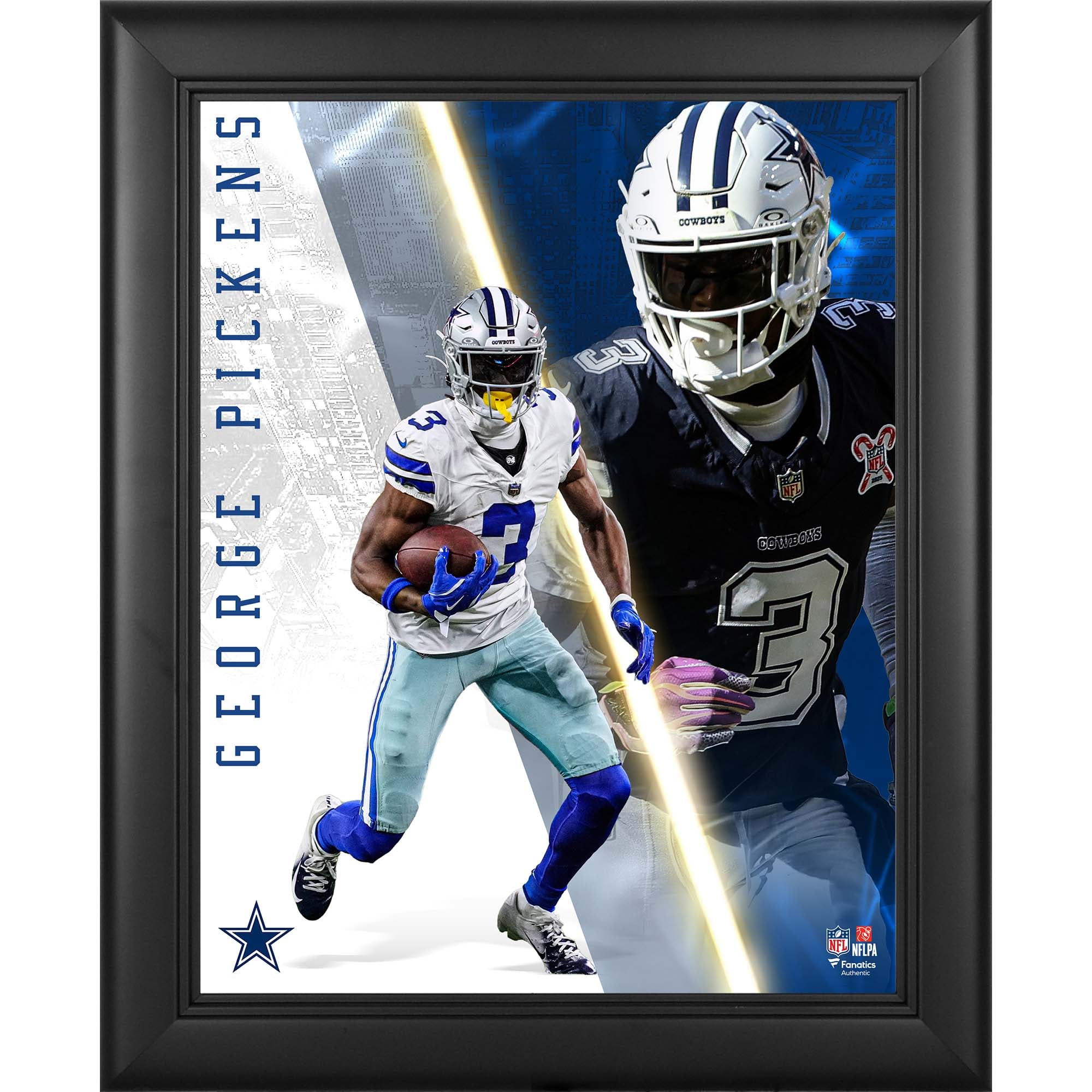 George Pickens, Dallas Cowboys, collage encadré 33 x 41 cm (Radiance Collage)