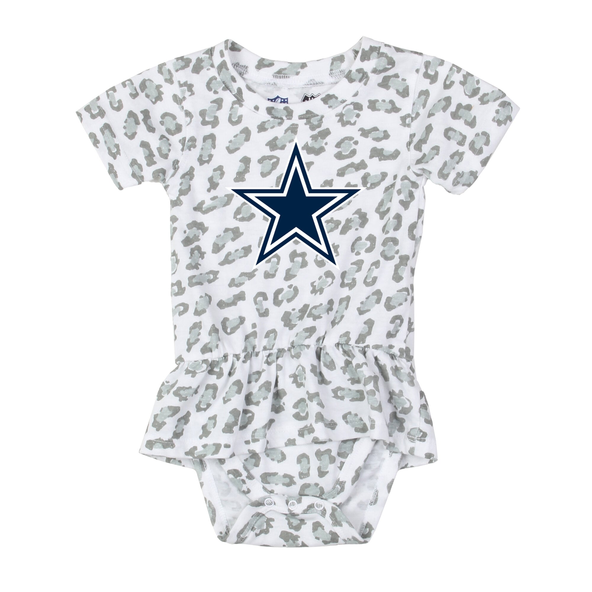 Combinaison à volants Wes & Willy White Dallas Cowboys pour bébé fille, imprimée léopard, avec volants.