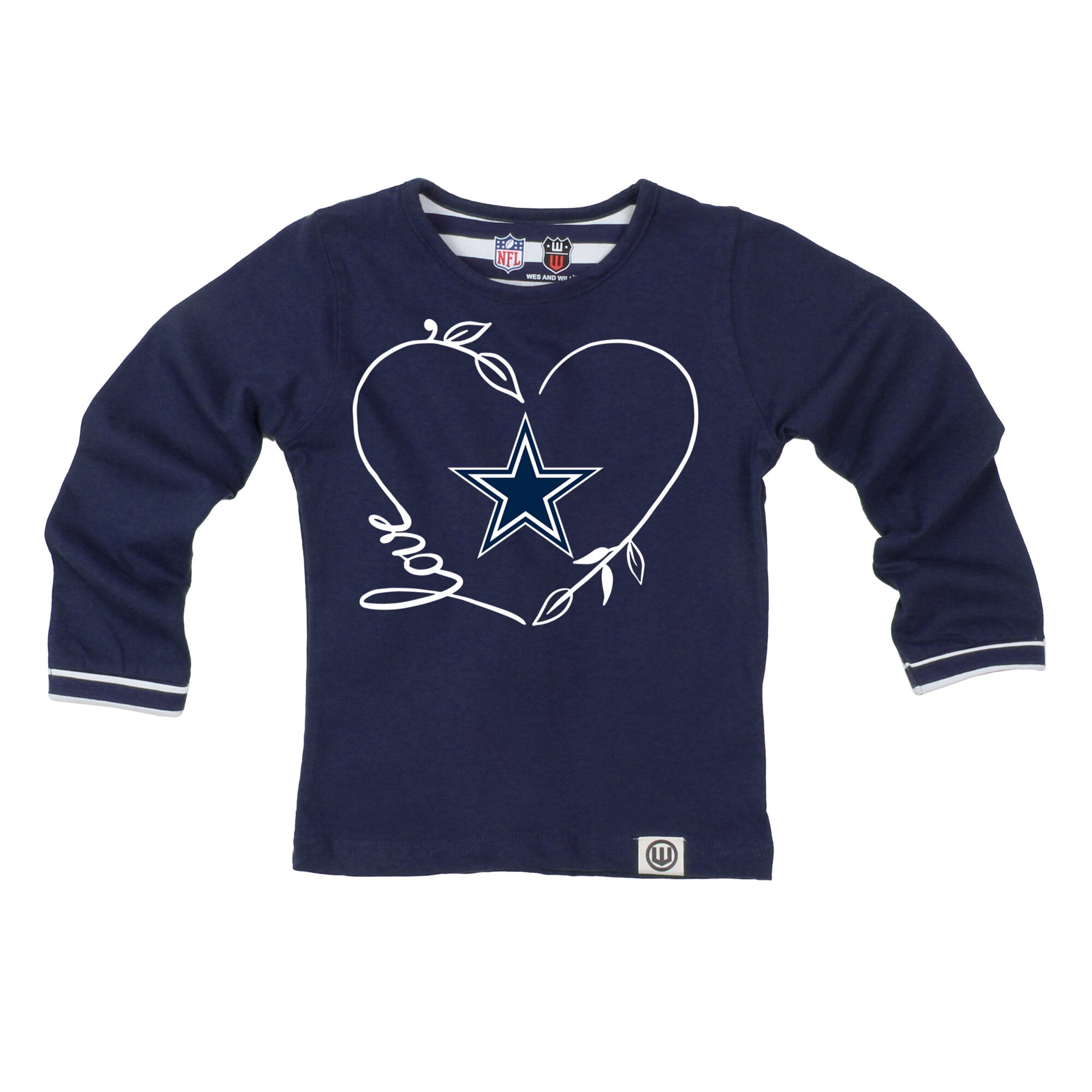 Ensemble Wes & Willy bleu marine Dallas Cowboys à rayures et cœurs pour petites filles
