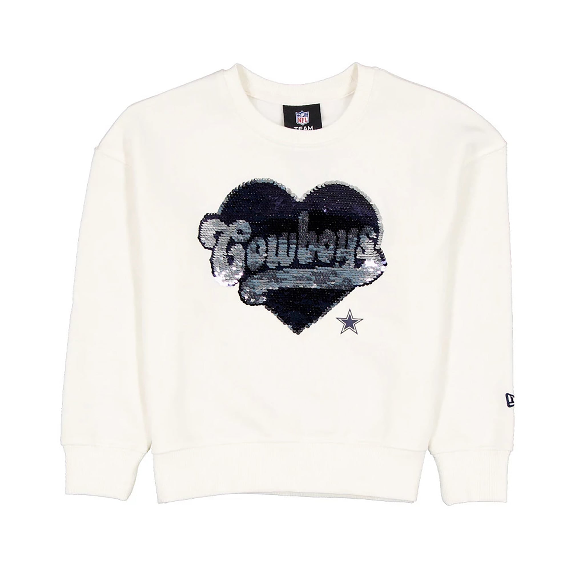 Sweat-shirt à sequins réversibles beige New Era Dallas Cowboys pour filles et jeunes