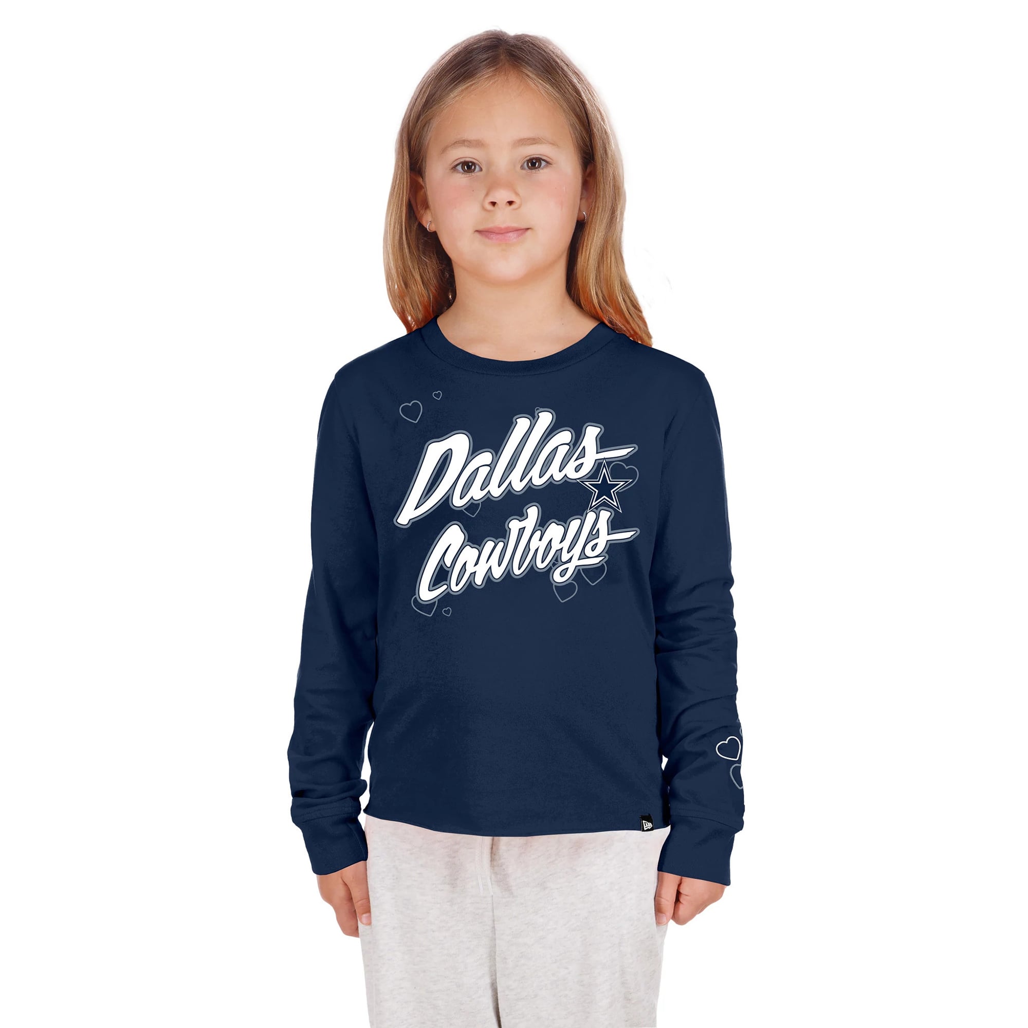 T-shirt à manches longues New Era bleu marine Dallas Cowboys pour jeunes filles
