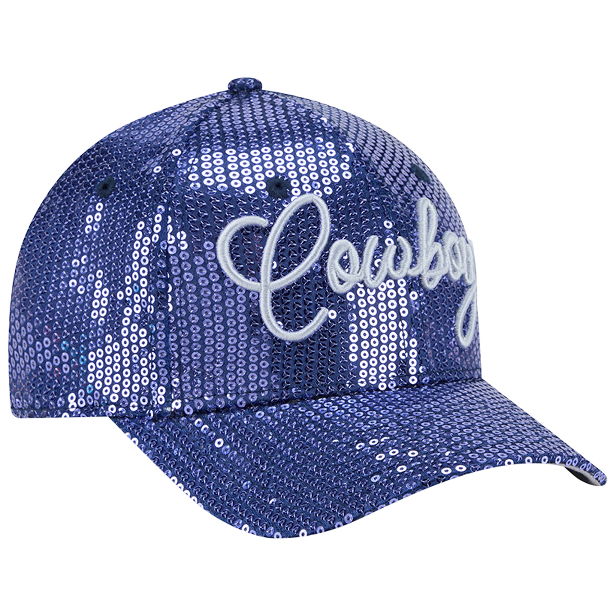 Casquette ajustable New Era Dallas Cowboys bleu marine à paillettes 9FORTY pour filles