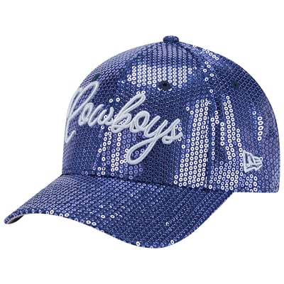 Dallas Cowboys New Era Girls Youth Sequin 9FORTY A-Frame Adjustable Hat - Navy