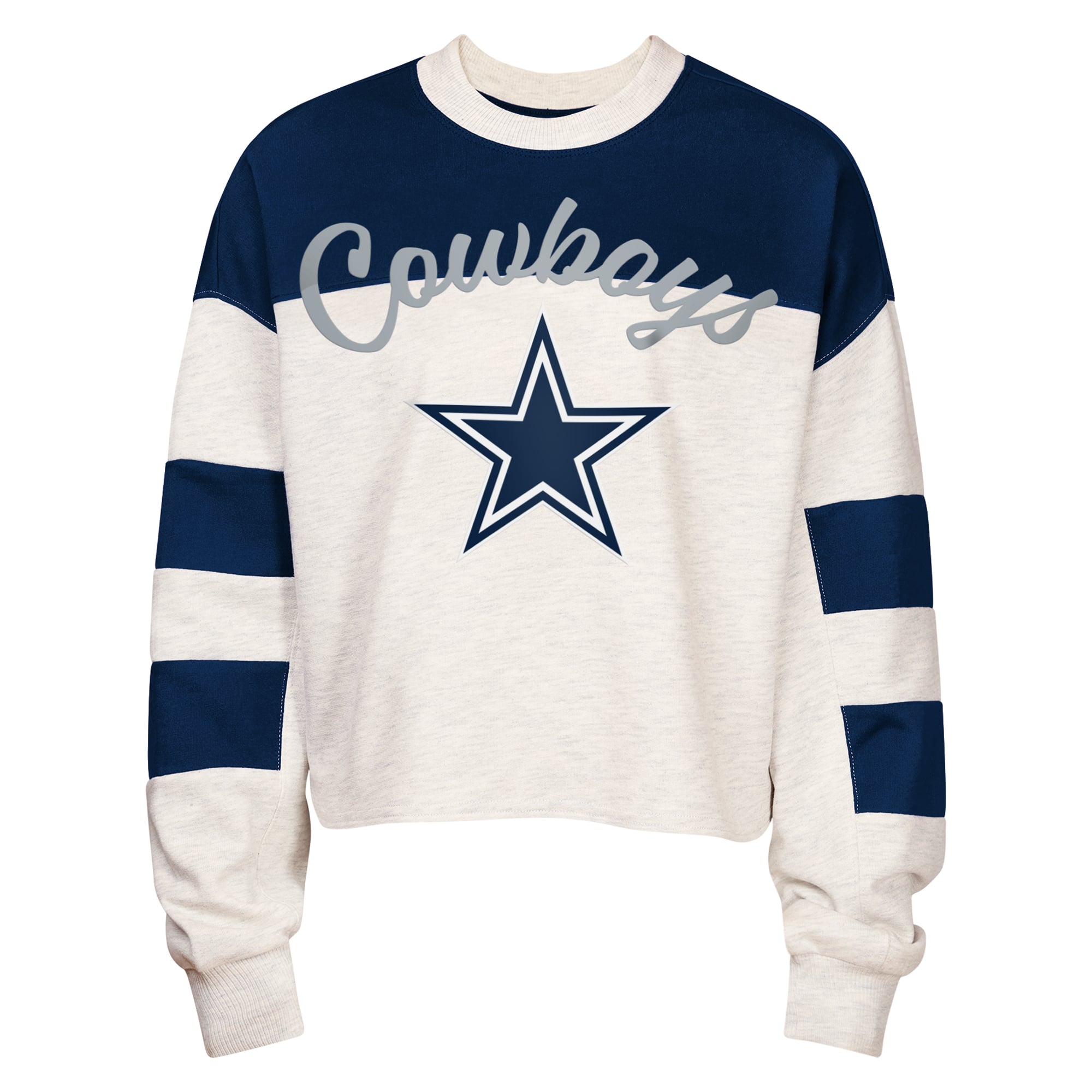 Sweat-shirt à col rond en éponge gris Dallas Cowboys Dynasty pour jeunes filles Outerstuff