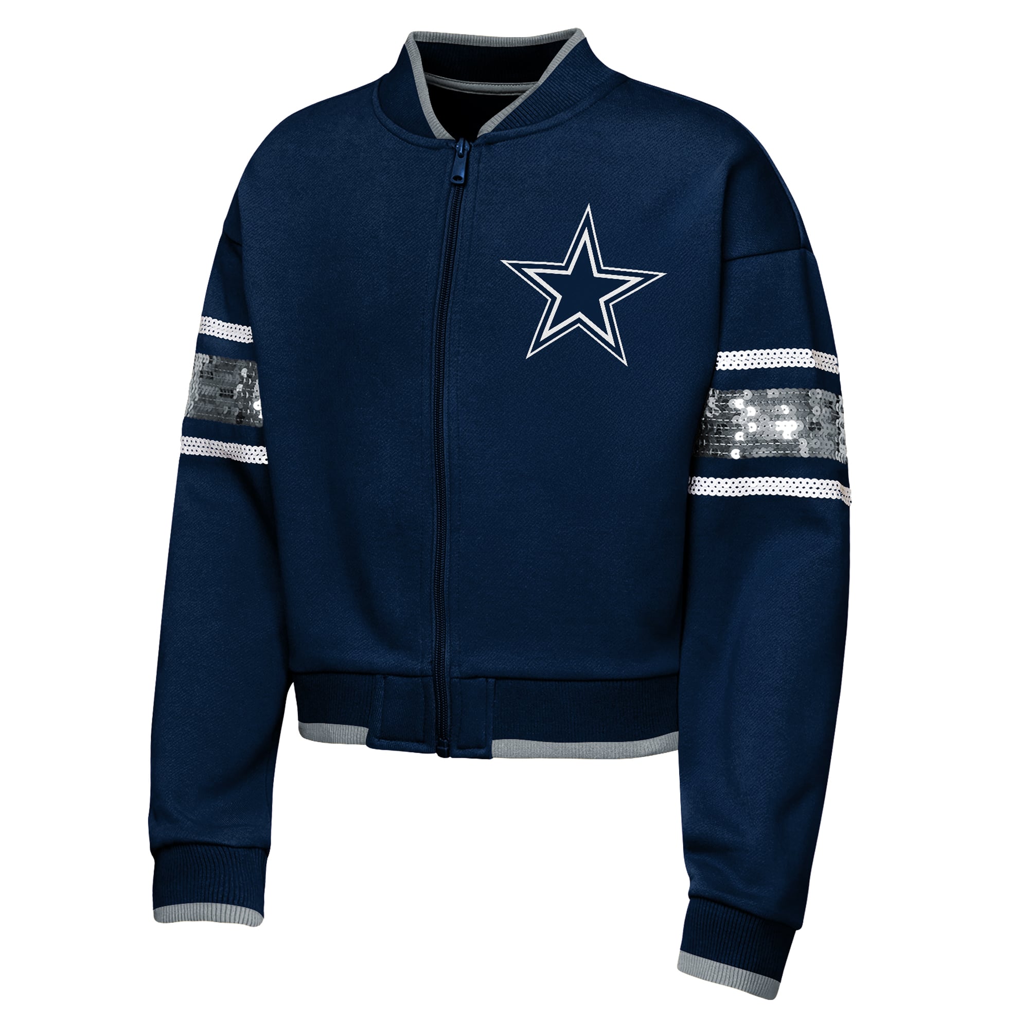 Veste bomber zippée intégrale bleu marine Outerstuff Dallas Cowboys MVP pour jeunes filles
