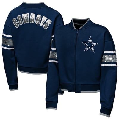  Dallas Cowboys Outerstuff Girls Youth MVP Full-Zip Bomber Jacket - Navy