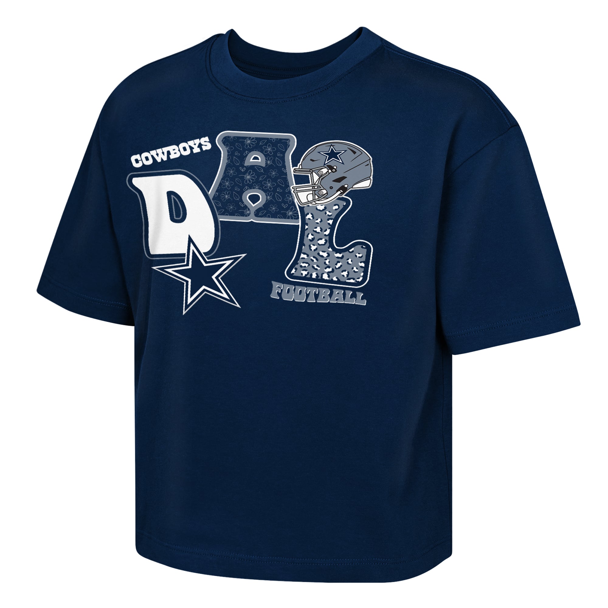 T-shirt matelassé bleu marine Outerstuff pour jeunes filles, motif Dallas Cowboys.