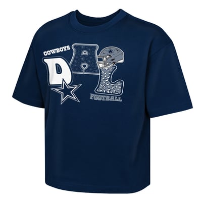  Dallas Cowboys Outerstuff Girls Youth Team Quilt T-Shirt - Navy