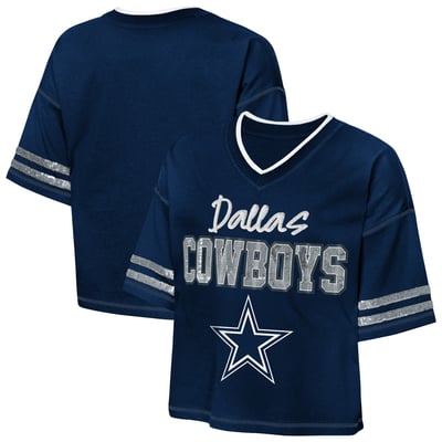  Dallas Cowboys Outerstuff Girls Youth Toe Tap V-Neck T-Shirt - Navy