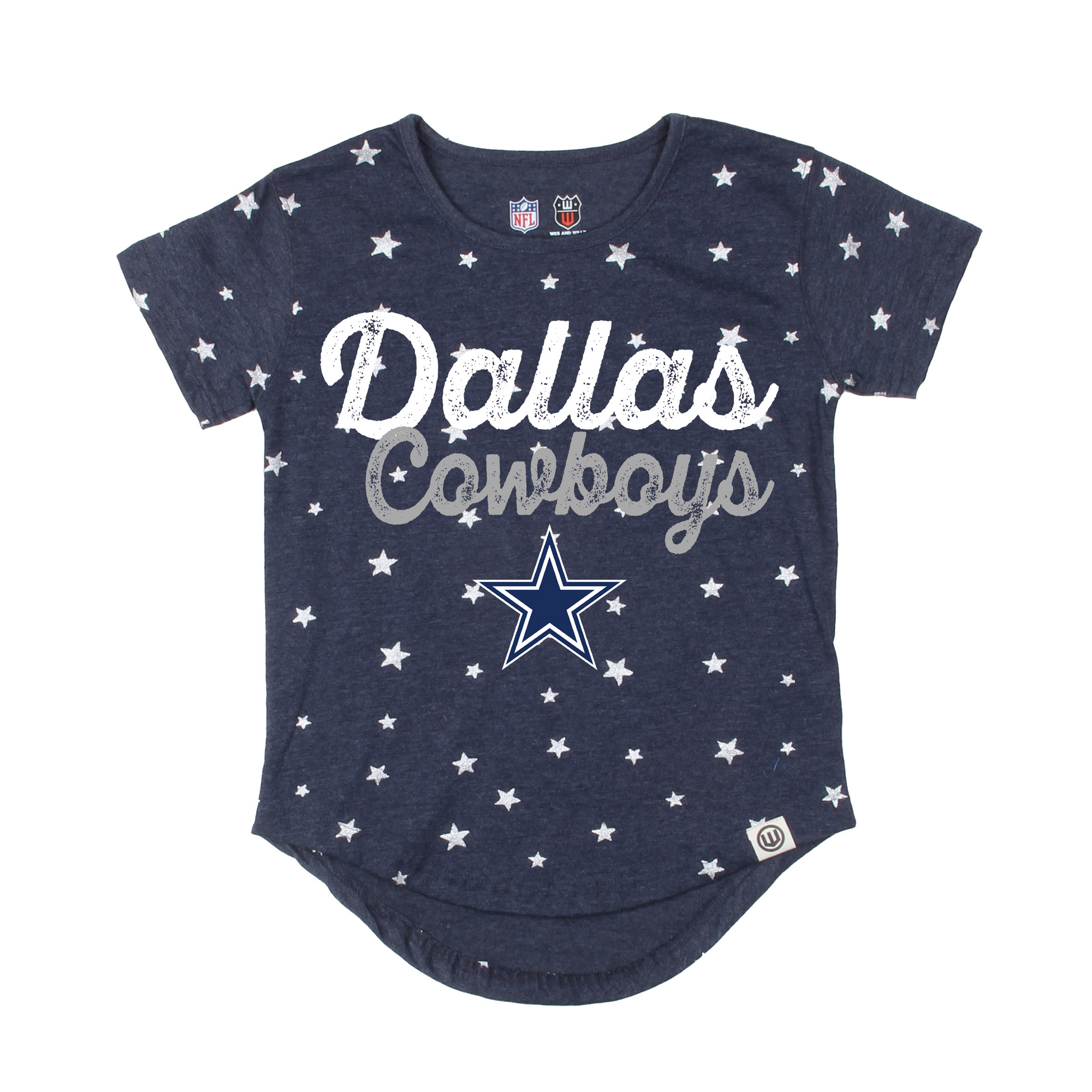 T-shirt Wes & Willy bleu marine Dallas Cowboys à étoiles scintillantes pour filles