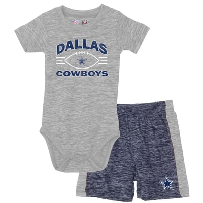Dallas Cowboys Wes & Willy Infant Cloudy Yard Hopper Bodysuit & Shorts Set - Gray/Navy
