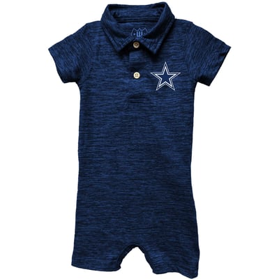 Dallas Cowboys Wes & Willy Infant Short Leg Cloudy Yarn Polo Romper - Navy