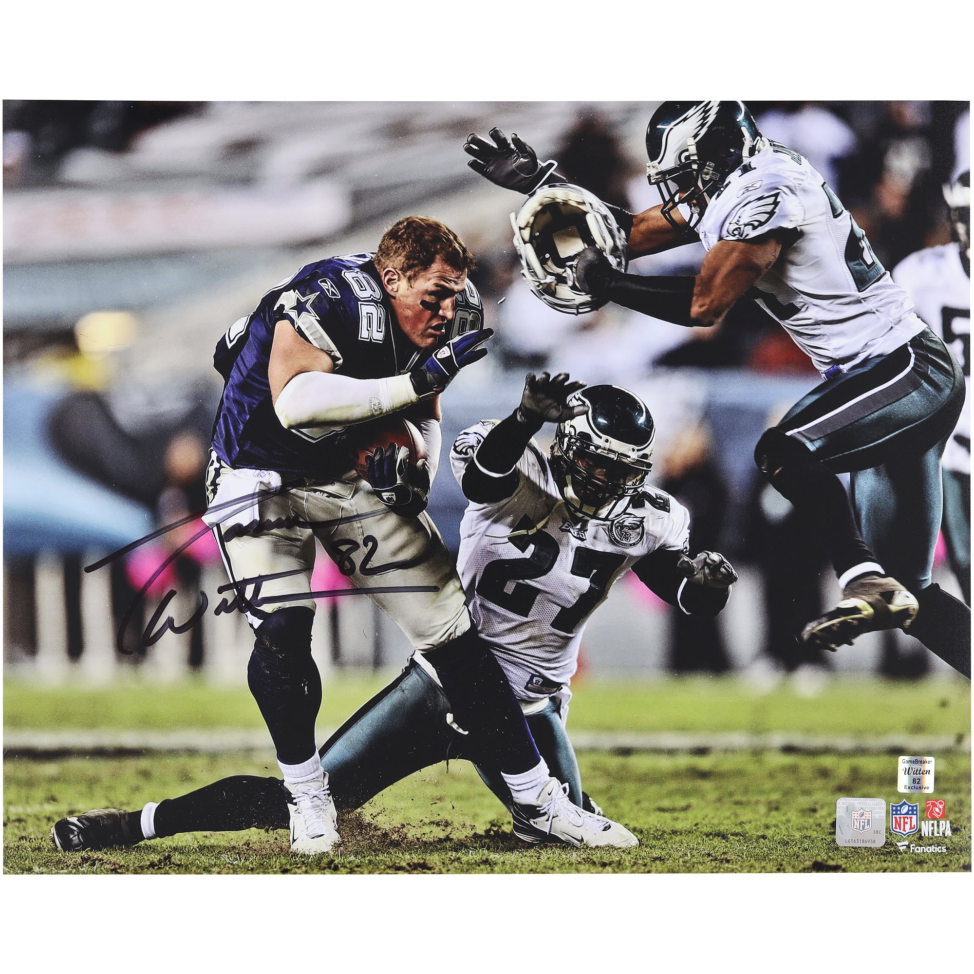 Photo dédicacée de Jason Witten (Dallas Cowboys), format 40 x 50 cm (sans casque), sans casque.
