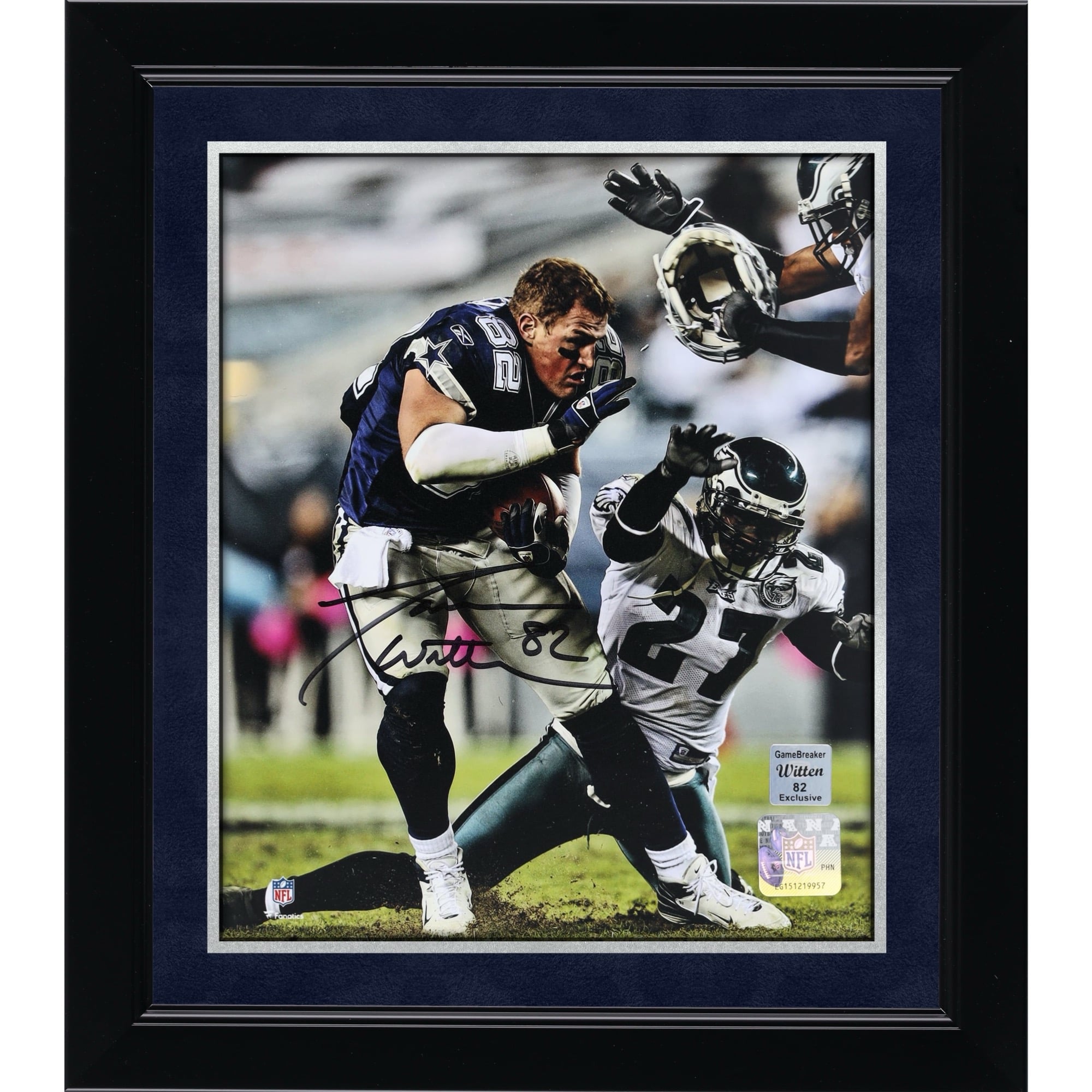 Photo 8'' x 10'' sans casque de Jason Witten, joueur des Dallas Cowboys, dédicacée