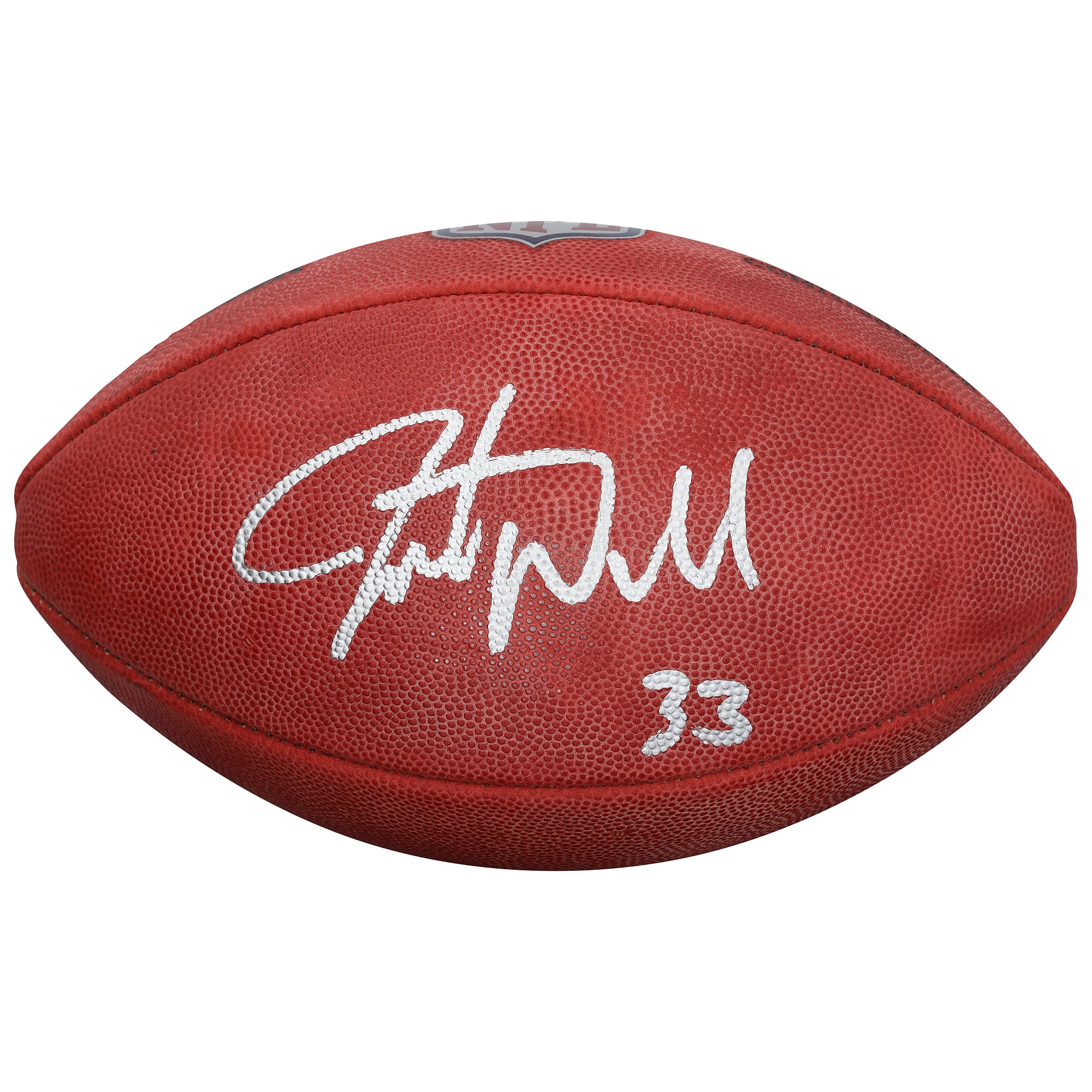 Ballon de football américain Duke en couleur autographié par Javonte Williams (Dallas Cowboys)
