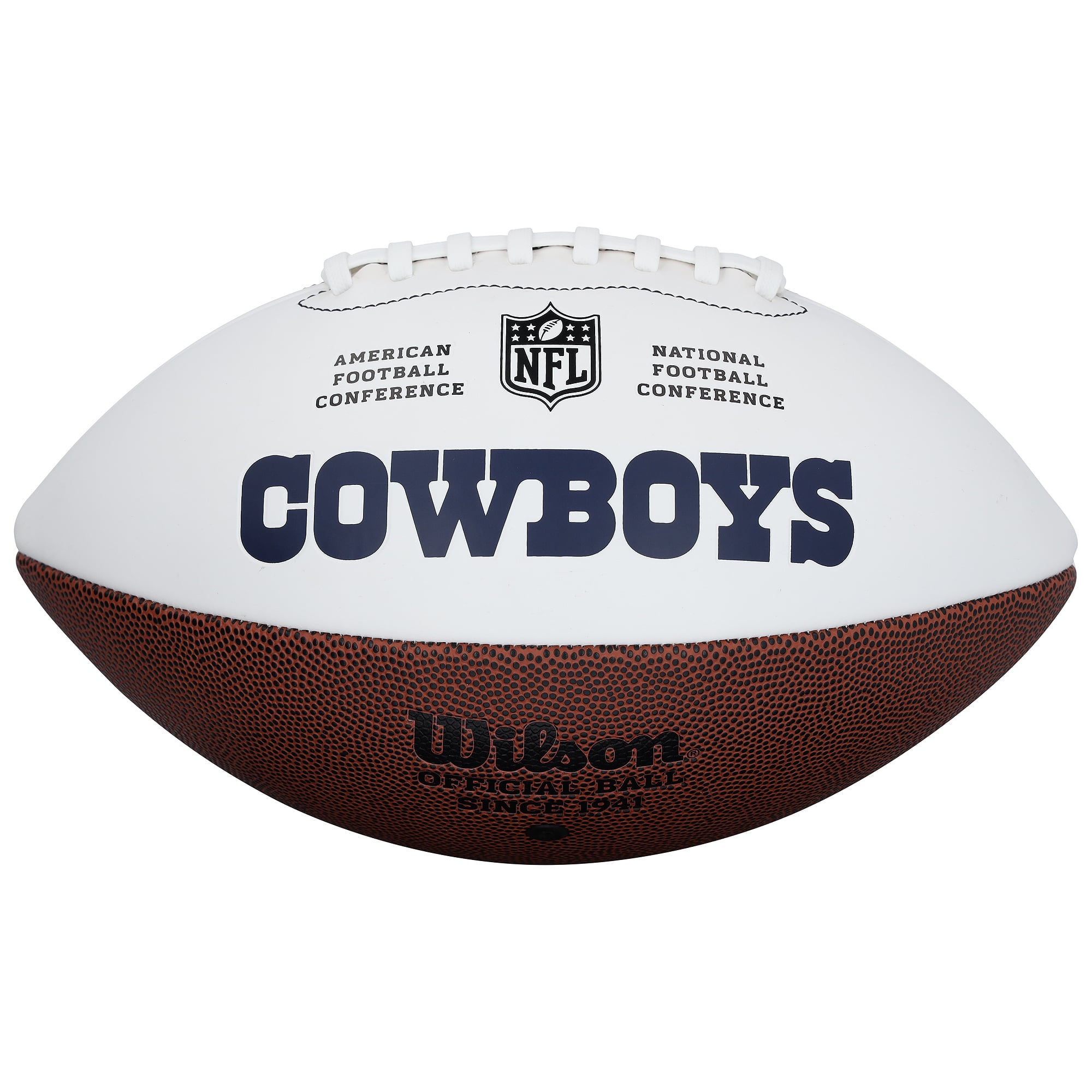 Ballon de football Wilson à panneau blanc autographié par Javonte Williams des Dallas Cowboys