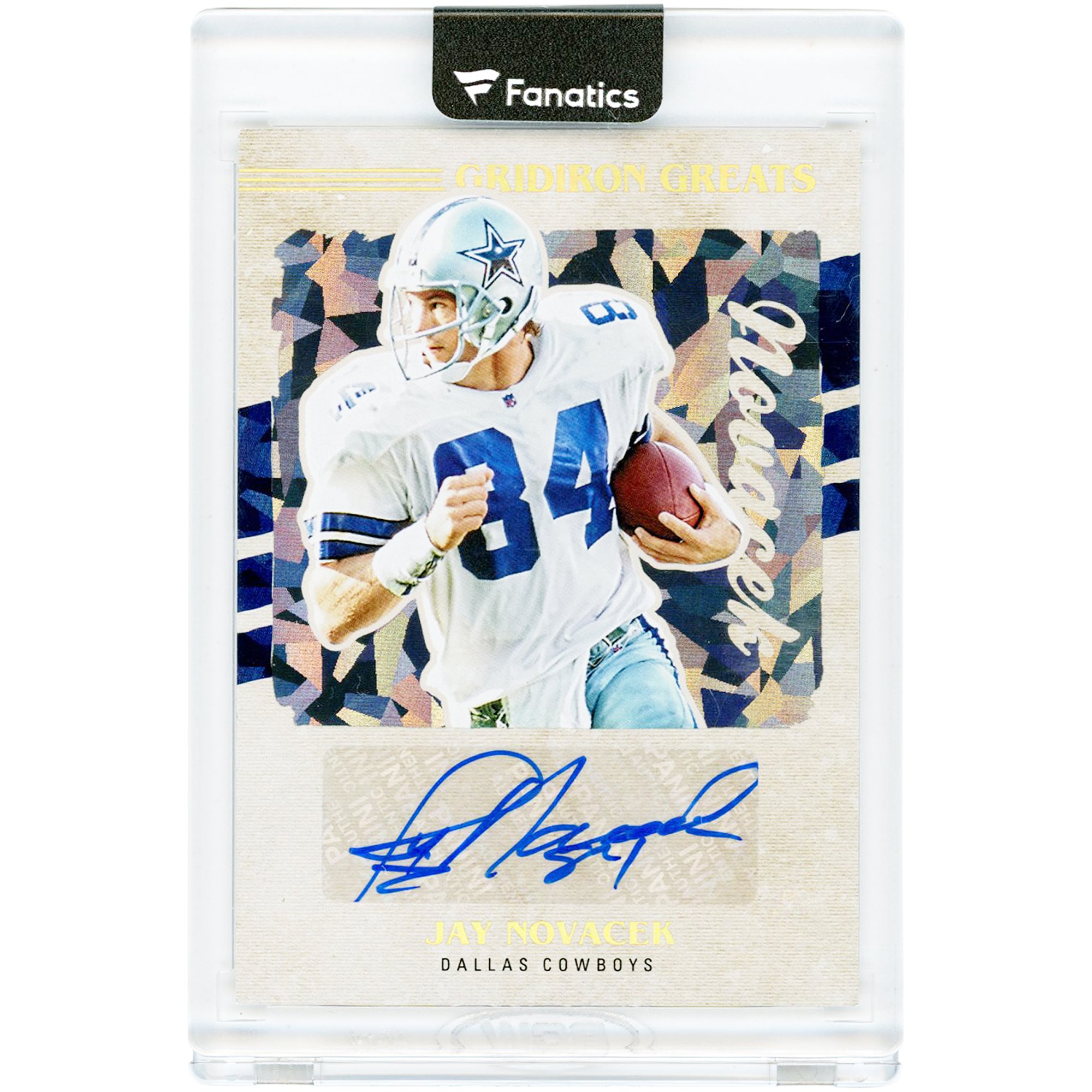 Carte autographiée Jay Novacek des Dallas Cowboys, collection Panini Donruss Gridiron Greats 2022, n° GG65